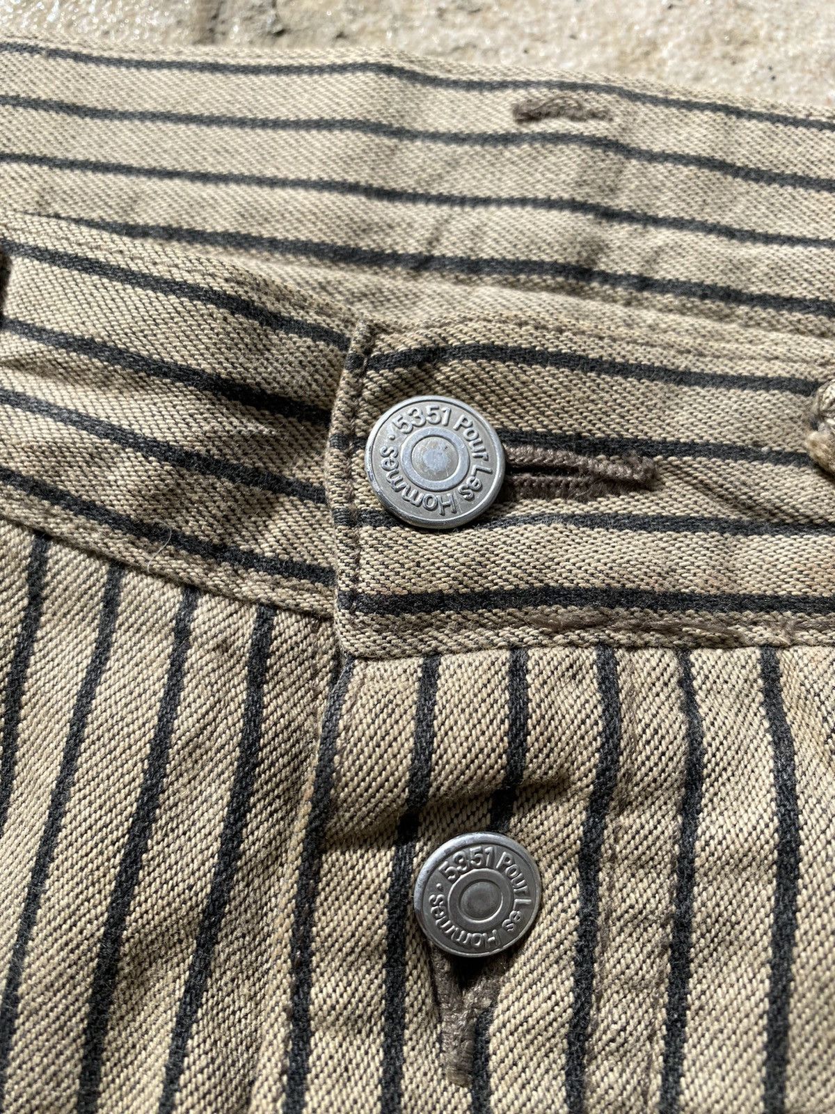 5351 POUR LES HOMMES × Japanese Brand 💥Vintage 90s 5352 POUR LES HOMMES Hickory Stripes Beige Size US 30 / EU 46 - 4 Thumbnail