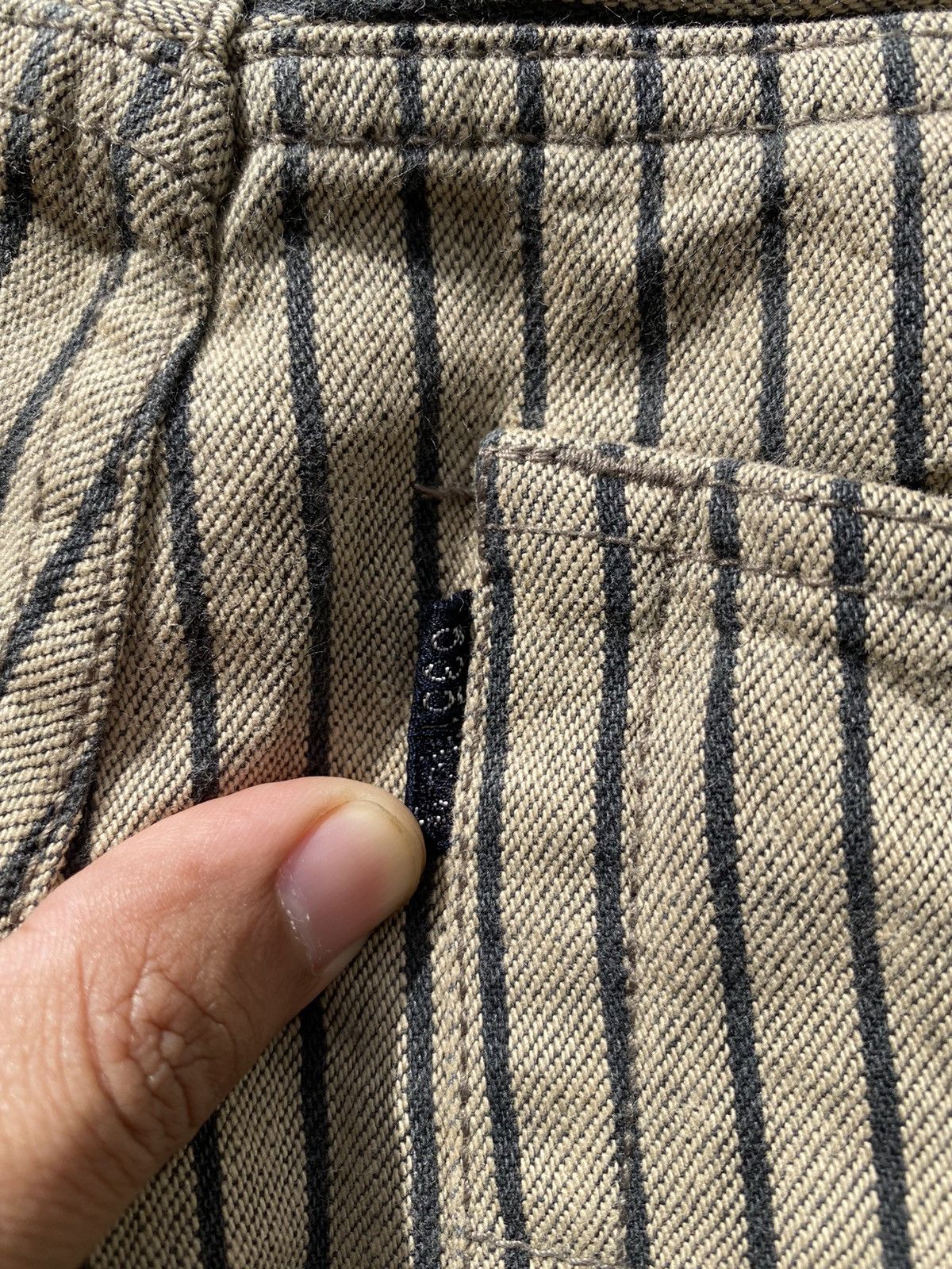 5351 POUR LES HOMMES × Japanese Brand 💥Vintage 90s 5352 POUR LES HOMMES Hickory Stripes Beige Size US 30 / EU 46 - 14 Thumbnail