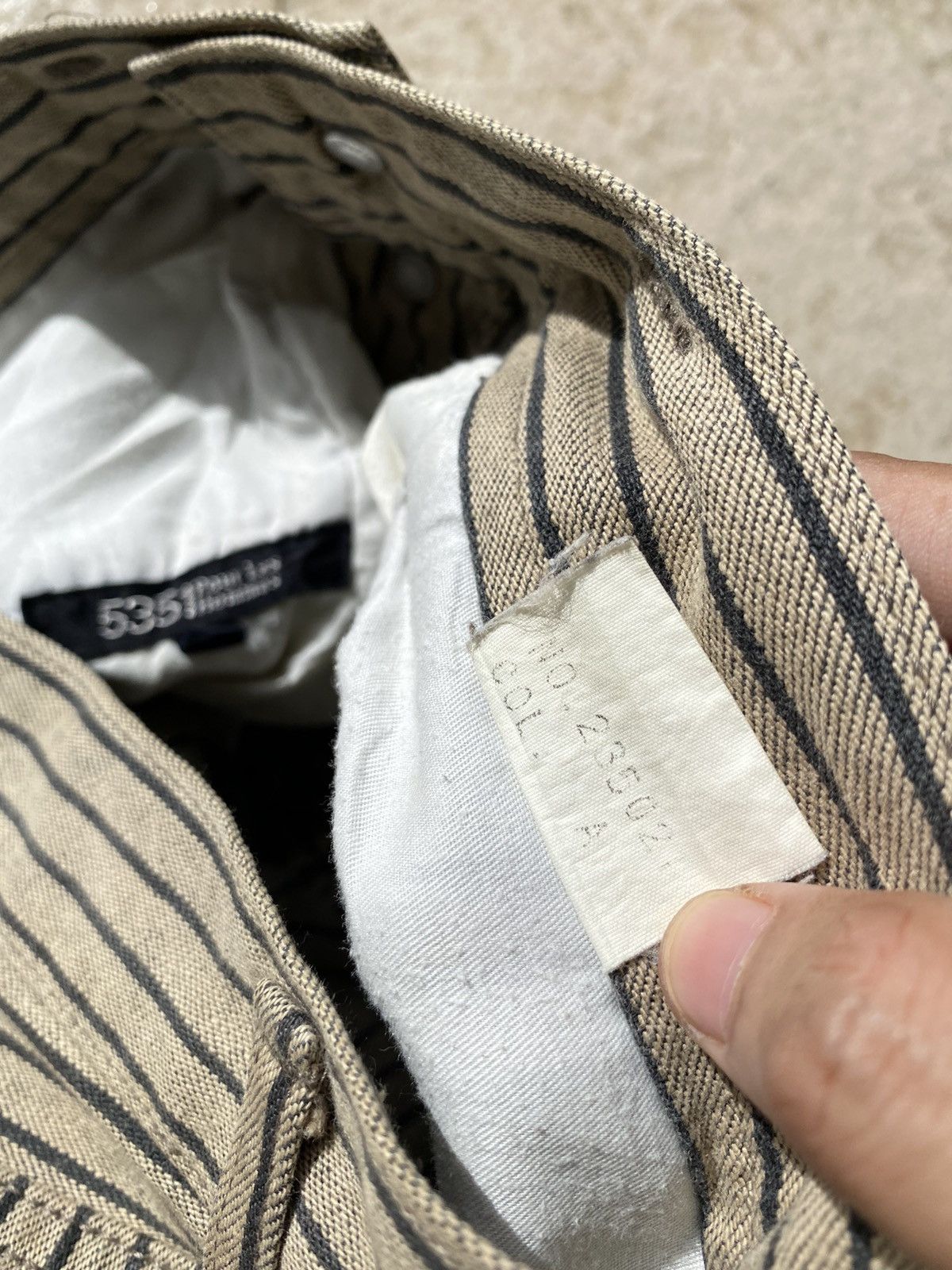 5351 POUR LES HOMMES × Japanese Brand 💥Vintage 90s 5352 POUR LES HOMMES Hickory Stripes Beige Size US 30 / EU 46 - 9 Thumbnail