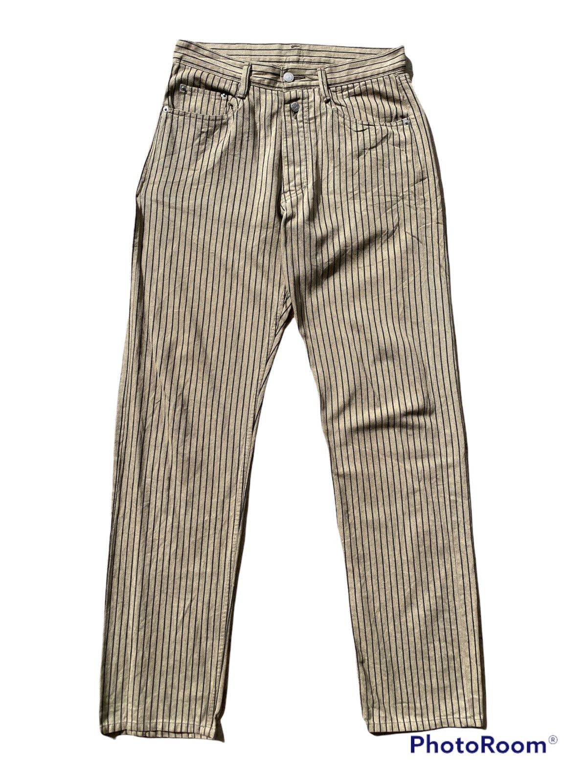 5351 POUR LES HOMMES × Japanese Brand 💥Vintage 90s 5352 POUR LES HOMMES Hickory Stripes Beige Size US 30 / EU 46 - 1 Thumbnail