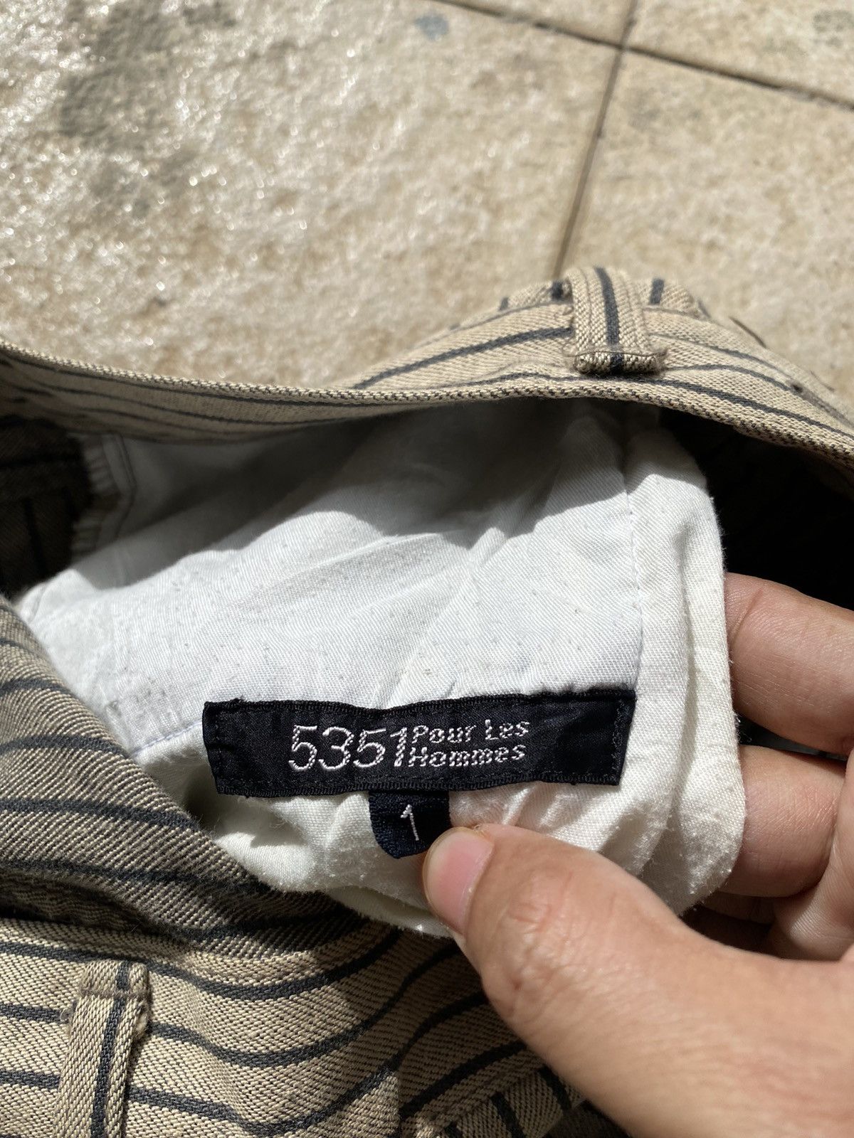 5351 POUR LES HOMMES × Japanese Brand 💥Vintage 90s 5352 POUR LES HOMMES Hickory Stripes Beige Size US 30 / EU 46 - 7 Thumbnail