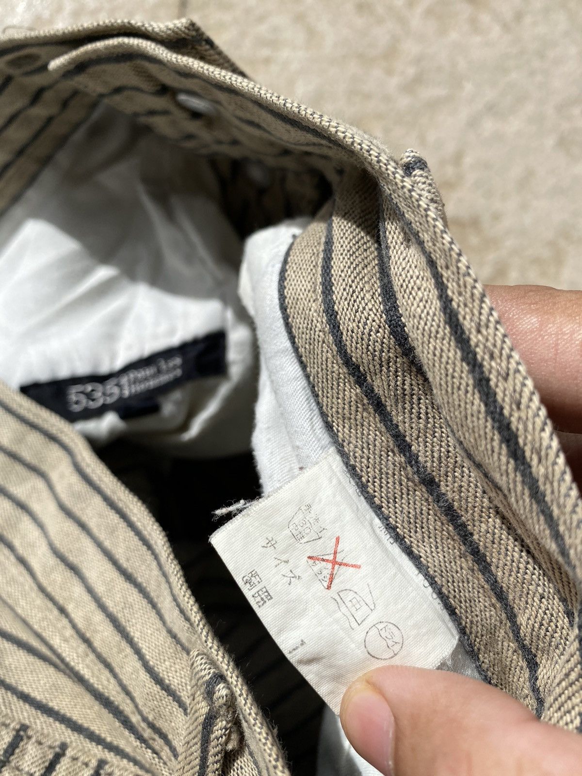 5351 POUR LES HOMMES × Japanese Brand 💥Vintage 90s 5352 POUR LES HOMMES Hickory Stripes Beige Size US 30 / EU 46 - 8 Thumbnail
