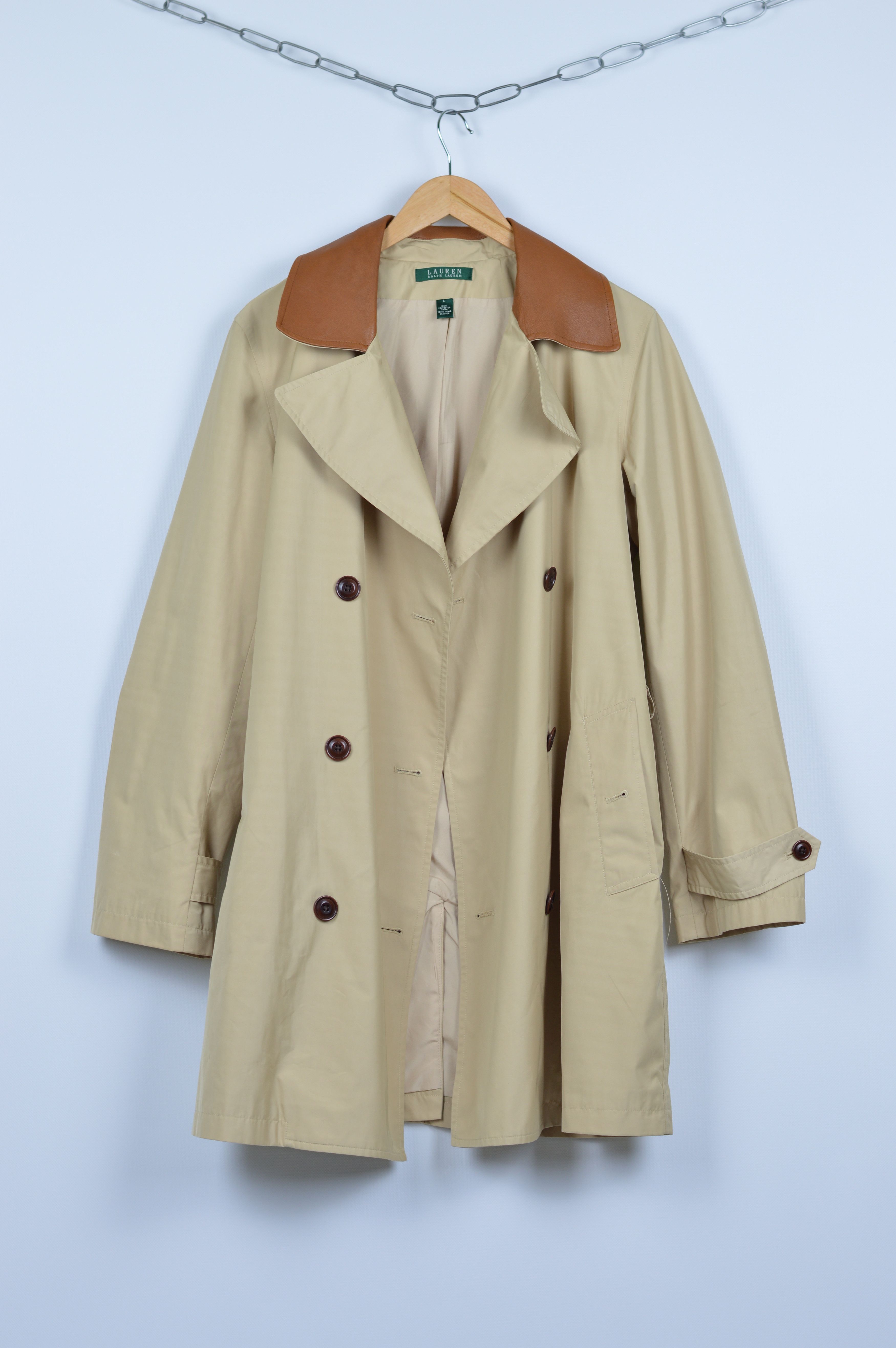 Lauren Ralph Lauren Lauren Ralph Lauren Trench Green Label with leather collar Size L / US 10 / IT 46 - 1 Thumbnail
