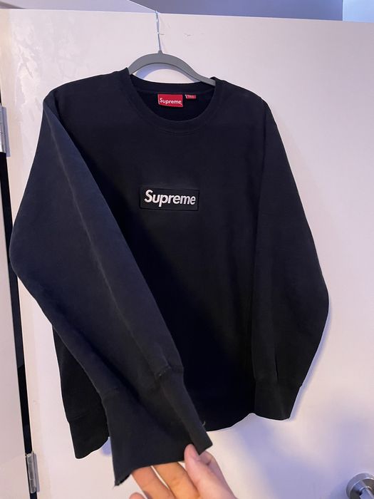 Supreme Box Logo Crewneck Sweatshirt Black FW18 Size Large SLIGHTLY USED  RARE