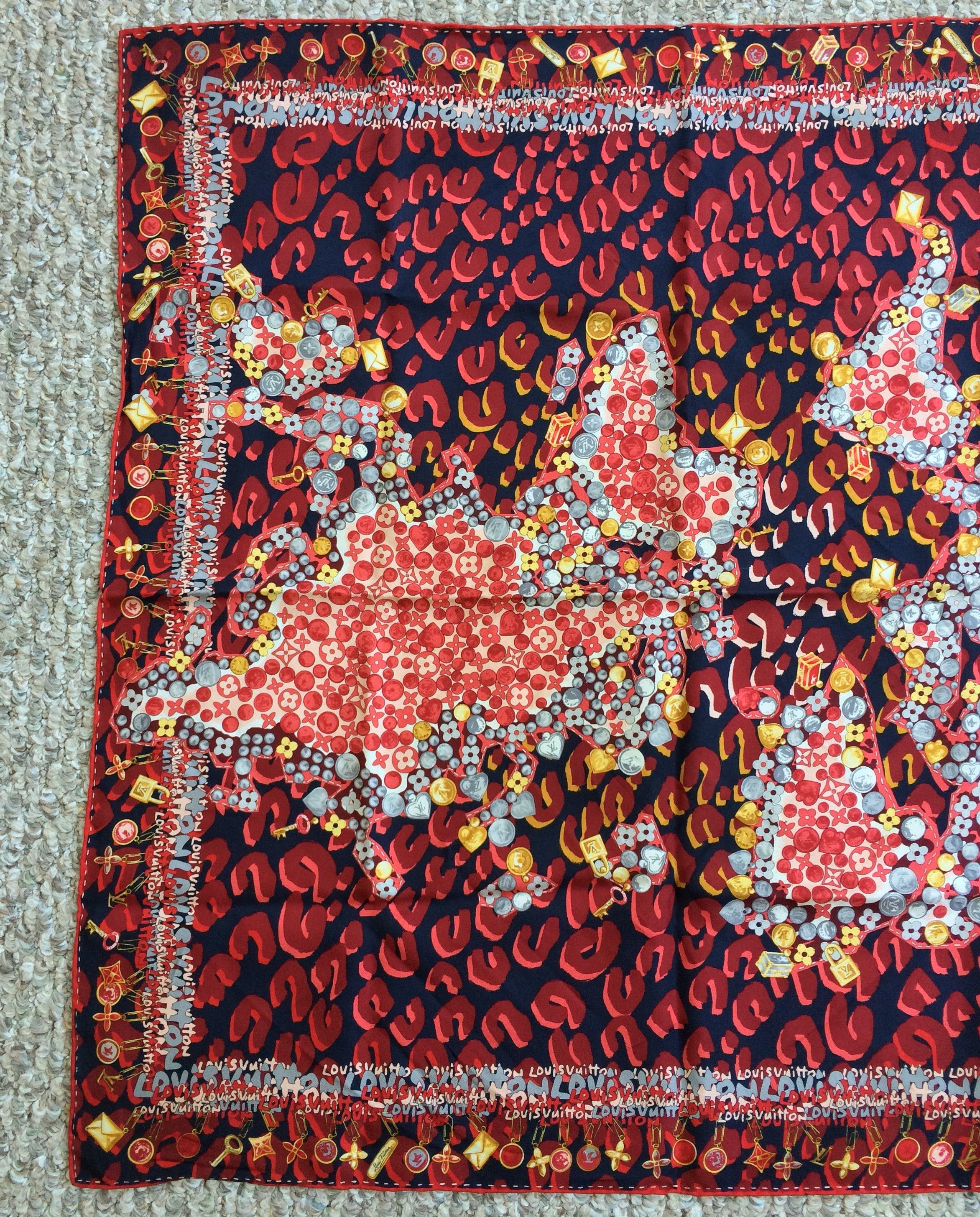 Louis Vuitton × Stephen Sprouse S/S 2008 Vuitton x Sprouse World Map Graffiti Silk Scarf Size ONE SIZE - 2 Thumbnail