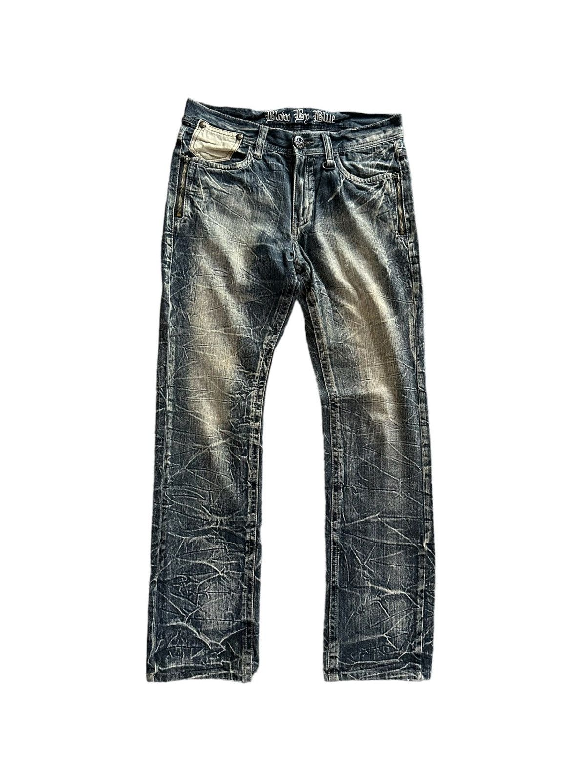 Tornado Mart 32/41 - 00's Rare Blow by Blue distressed mud wash denim Size US 32 / EU 48 - 1 Thumbnail