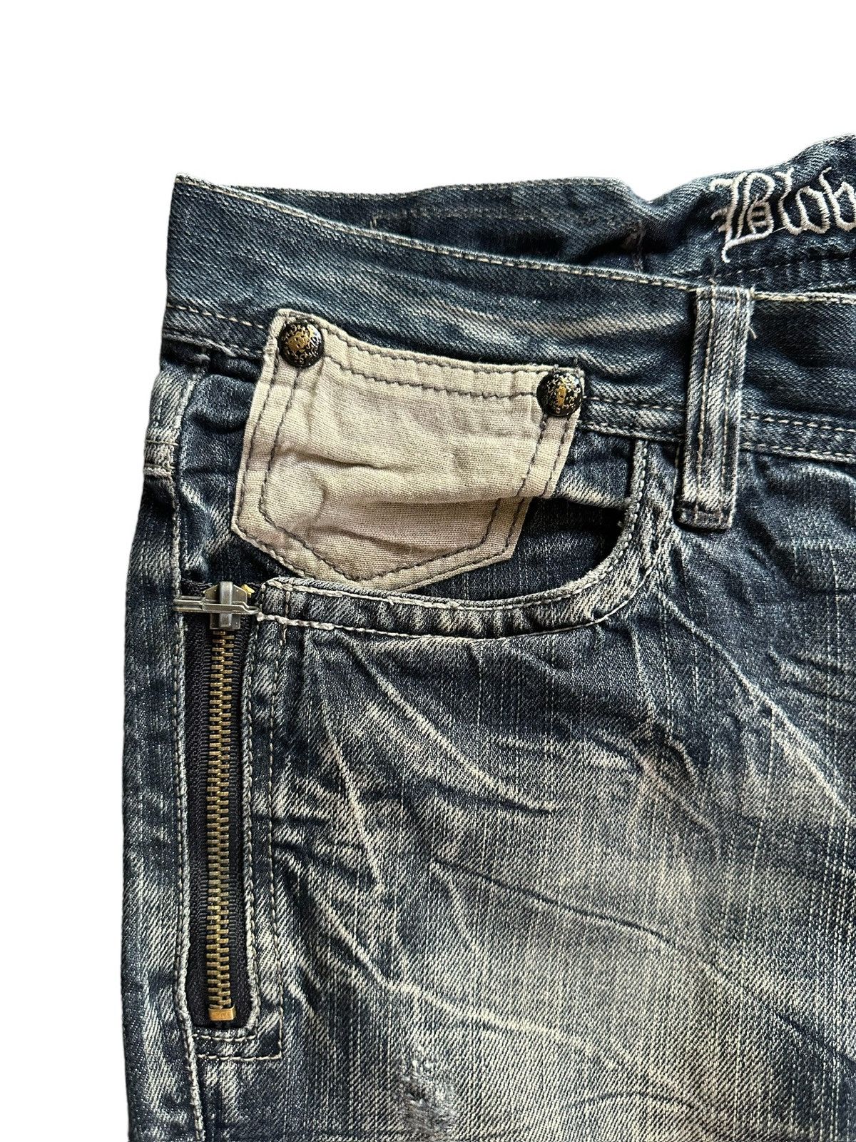 Tornado Mart 32/41 - 00's Rare Blow by Blue distressed mud wash denim Size US 32 / EU 48 - 6 Thumbnail