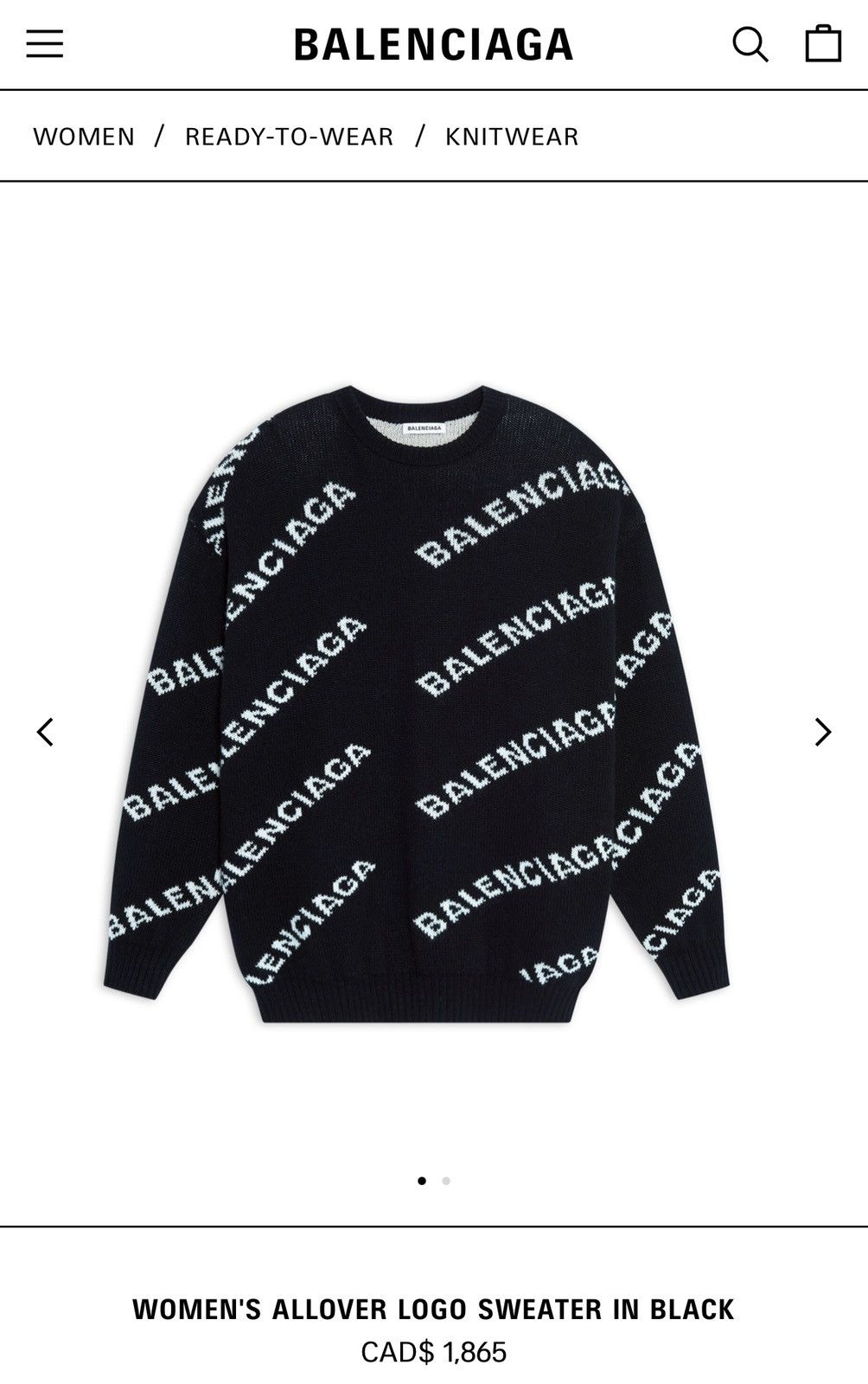 Balenciaga 🔥$1.4K VALUE🔥Balenciaga Allover Logo Print Wool Sweater Size US M / EU 48-50 / 2 - 8 Thumbnail