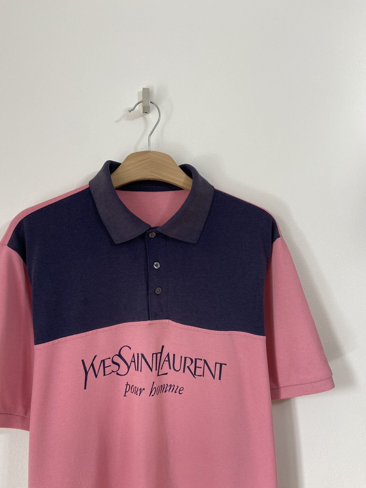Yves Saint Laurent YSL Yves Saint Laurent Polo T-shirt Pink big logo Size US M / EU 48-50 / 2 - 2 Thumbnail