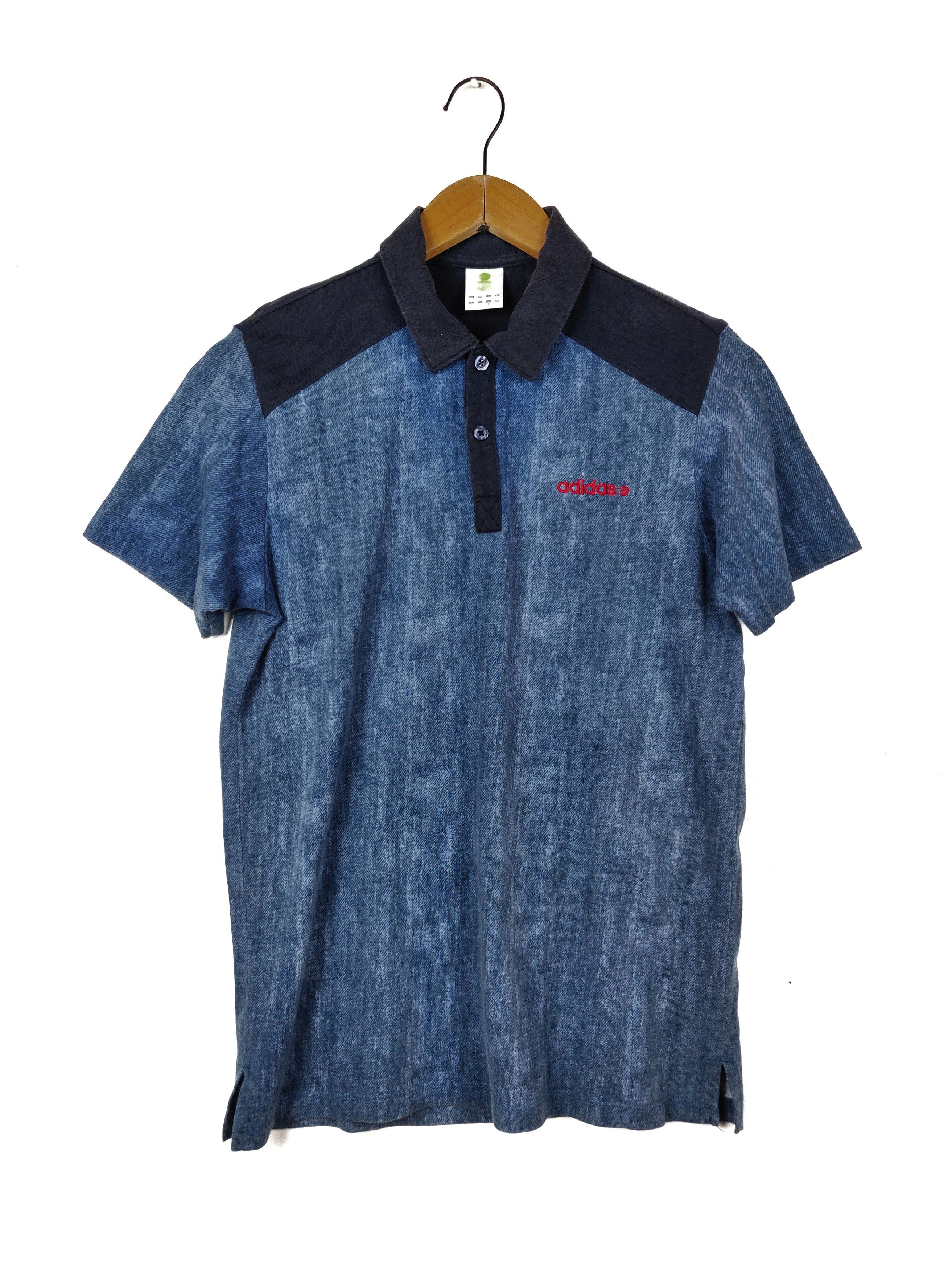 Adidas × Vintage Adidas Neo Label Denim Pattern Polo Shirts Size US S / EU 44-46 / 1 - 1 Thumbnail