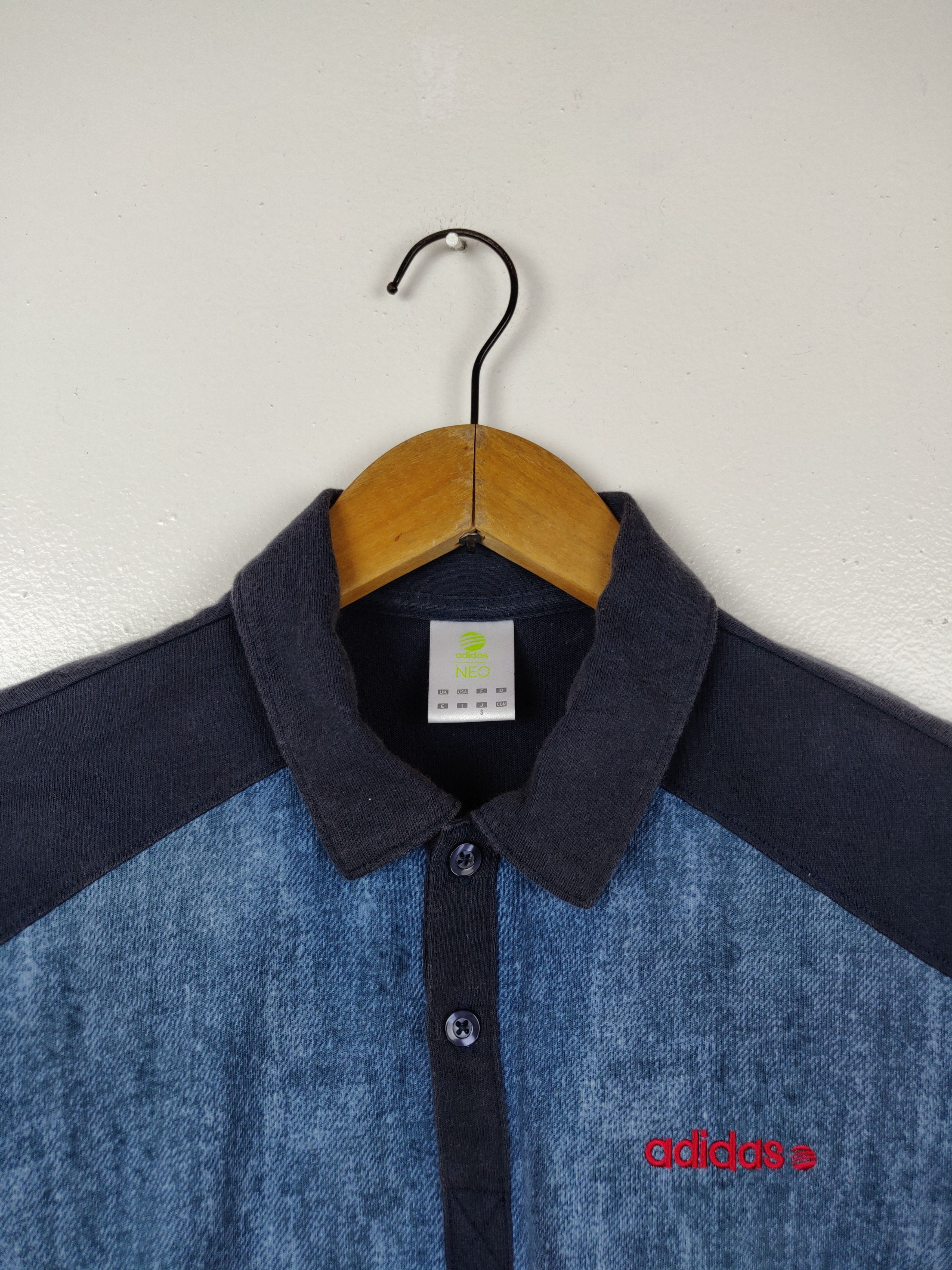 Adidas × Vintage Adidas Neo Label Denim Pattern Polo Shirts Size US S / EU 44-46 / 1 - 2 Thumbnail