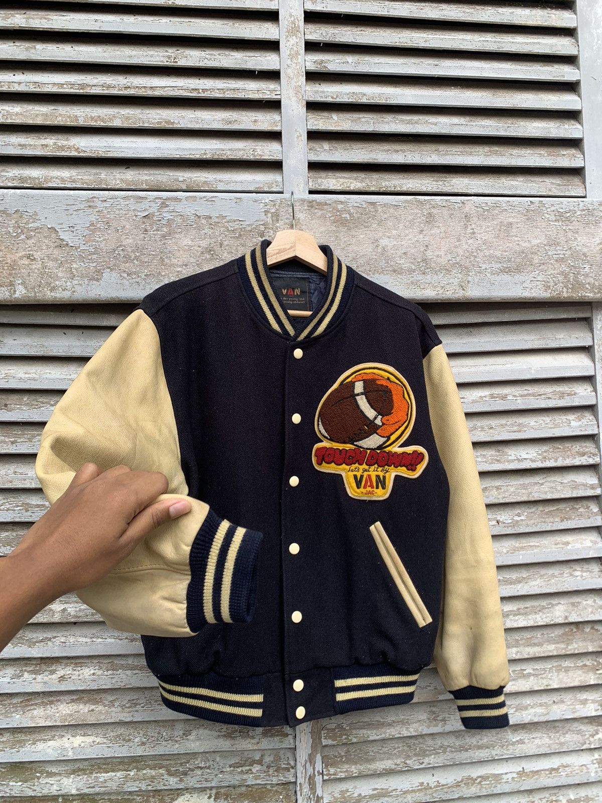 Vintage 👹VINTAGE VAN JACK ‘TOUCH DOWN’ Varsity Jacket Size US M / EU 48-50 / 2 - 1 Thumbnail