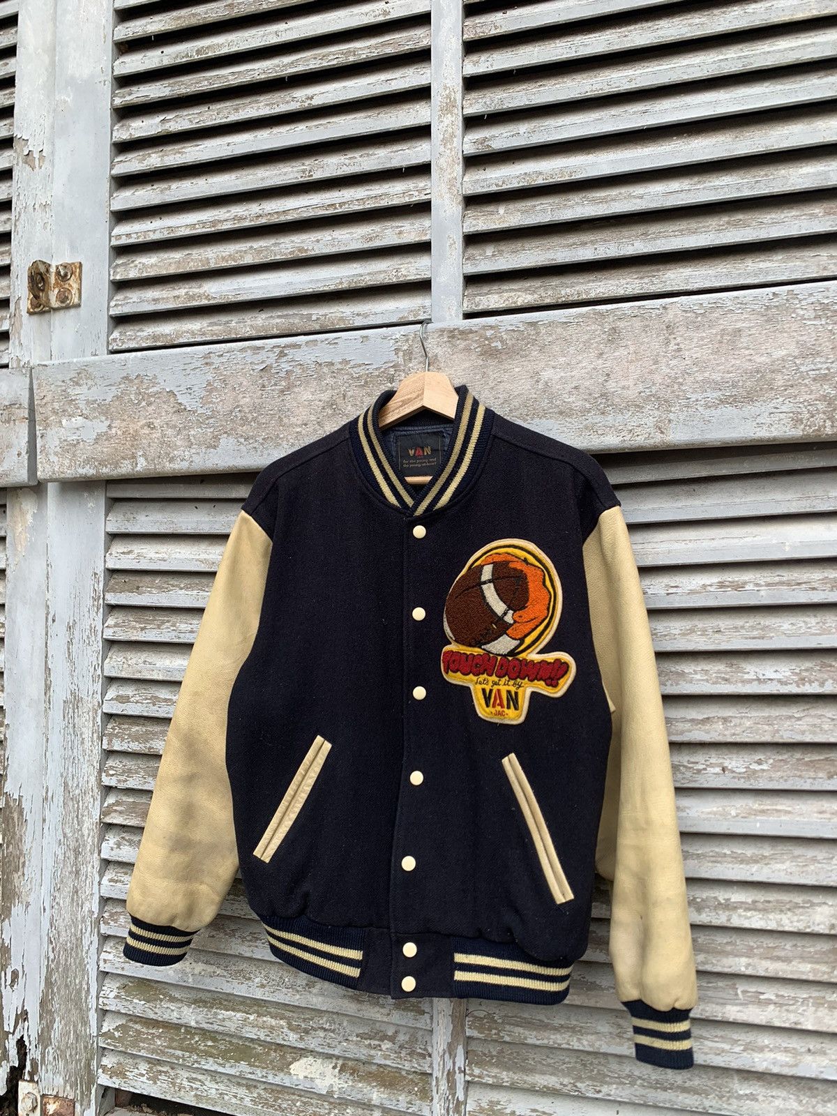 Vintage 👹VINTAGE VAN JACK ‘TOUCH DOWN’ Varsity Jacket Size US M / EU 48-50 / 2 - 6 Thumbnail