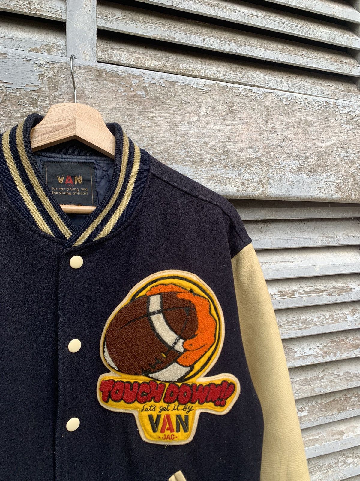 Vintage 👹VINTAGE VAN JACK ‘TOUCH DOWN’ Varsity Jacket Size US M / EU 48-50 / 2 - 8 Thumbnail