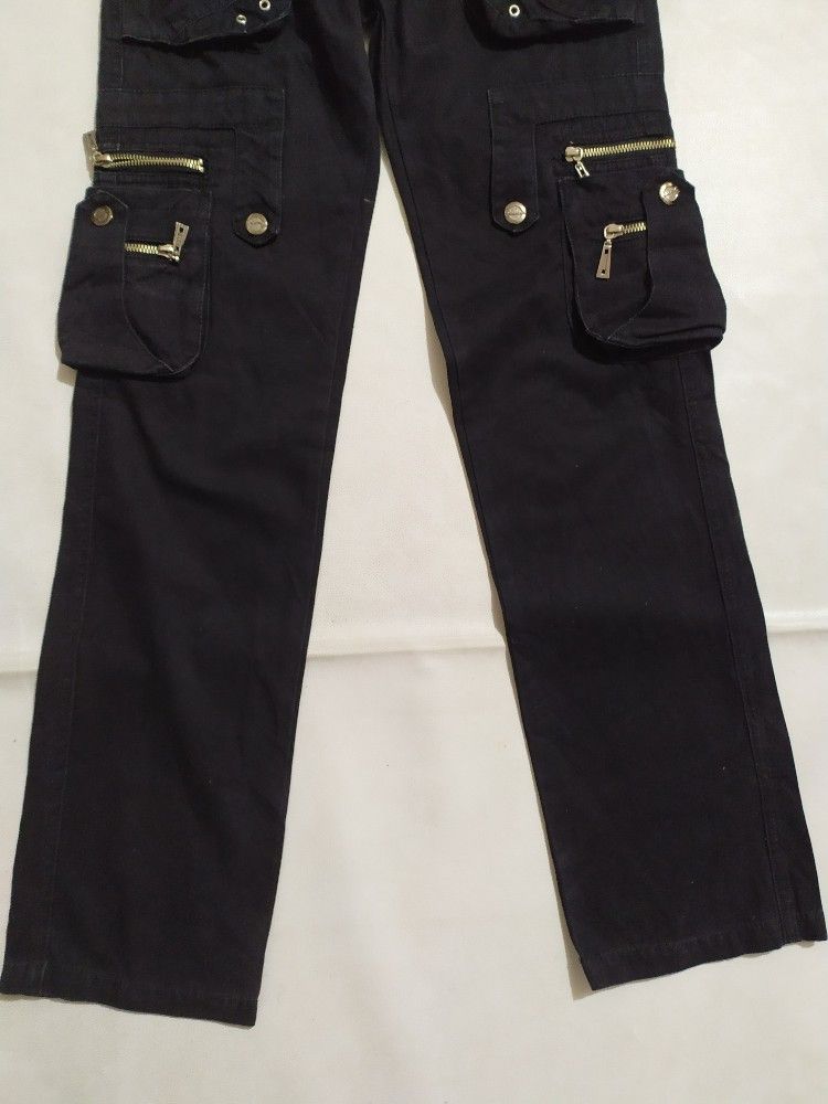 Japanese Brand 🔥Kasonglu Cargo Multipocket Bondage punk Black Pants Size US 29 - 8 Thumbnail