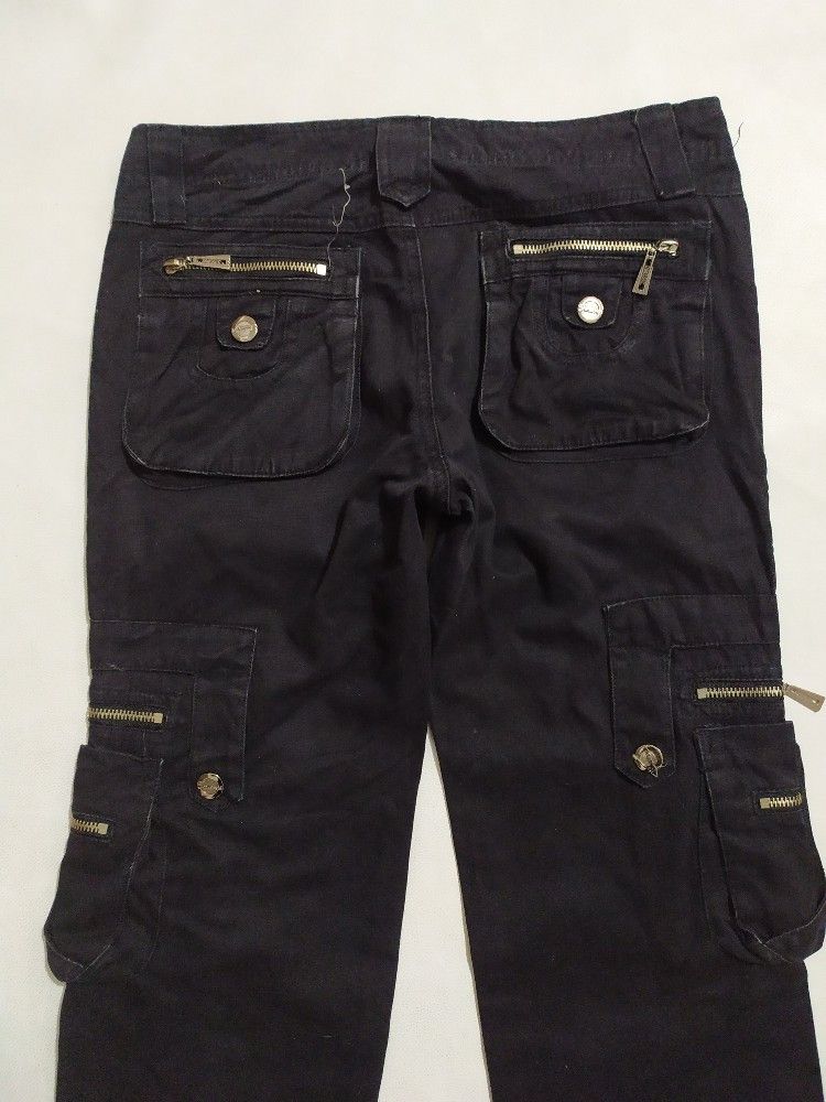 Japanese Brand 🔥Kasonglu Cargo Multipocket Bondage punk Black Pants Size US 29 - 12 Thumbnail