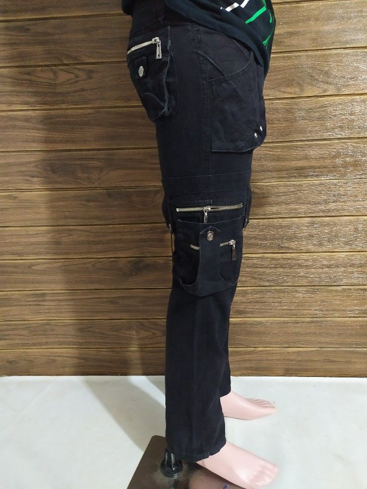 Japanese Brand 🔥Kasonglu Cargo Multipocket Bondage punk Black Pants Size US 29 - 4 Thumbnail
