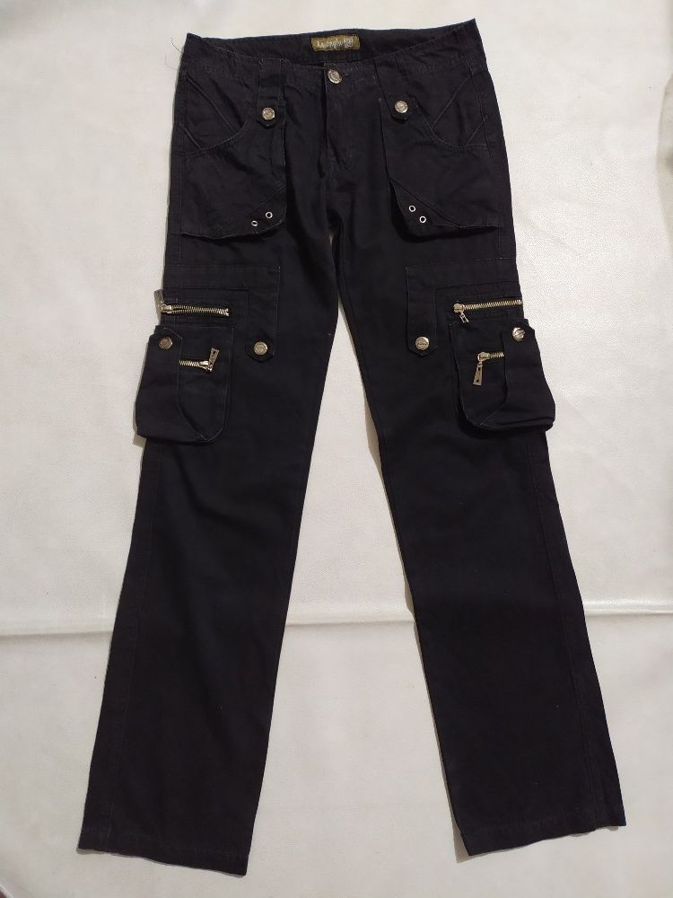 Japanese Brand 🔥Kasonglu Cargo Multipocket Bondage punk Black Pants Size US 29 - 6 Thumbnail