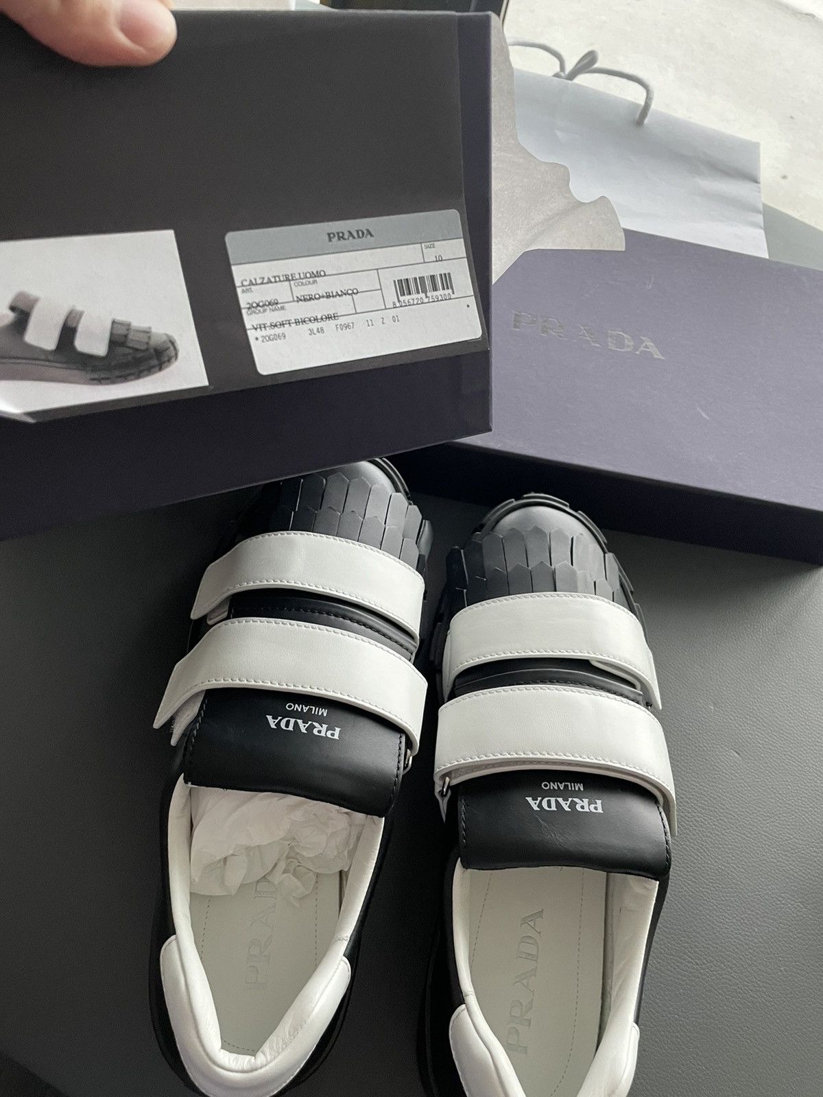 Prada BrandNew Limited Edition Runway Prada Logo Leather Sneakers Size US 10 / EU 43 - 1 Thumbnail