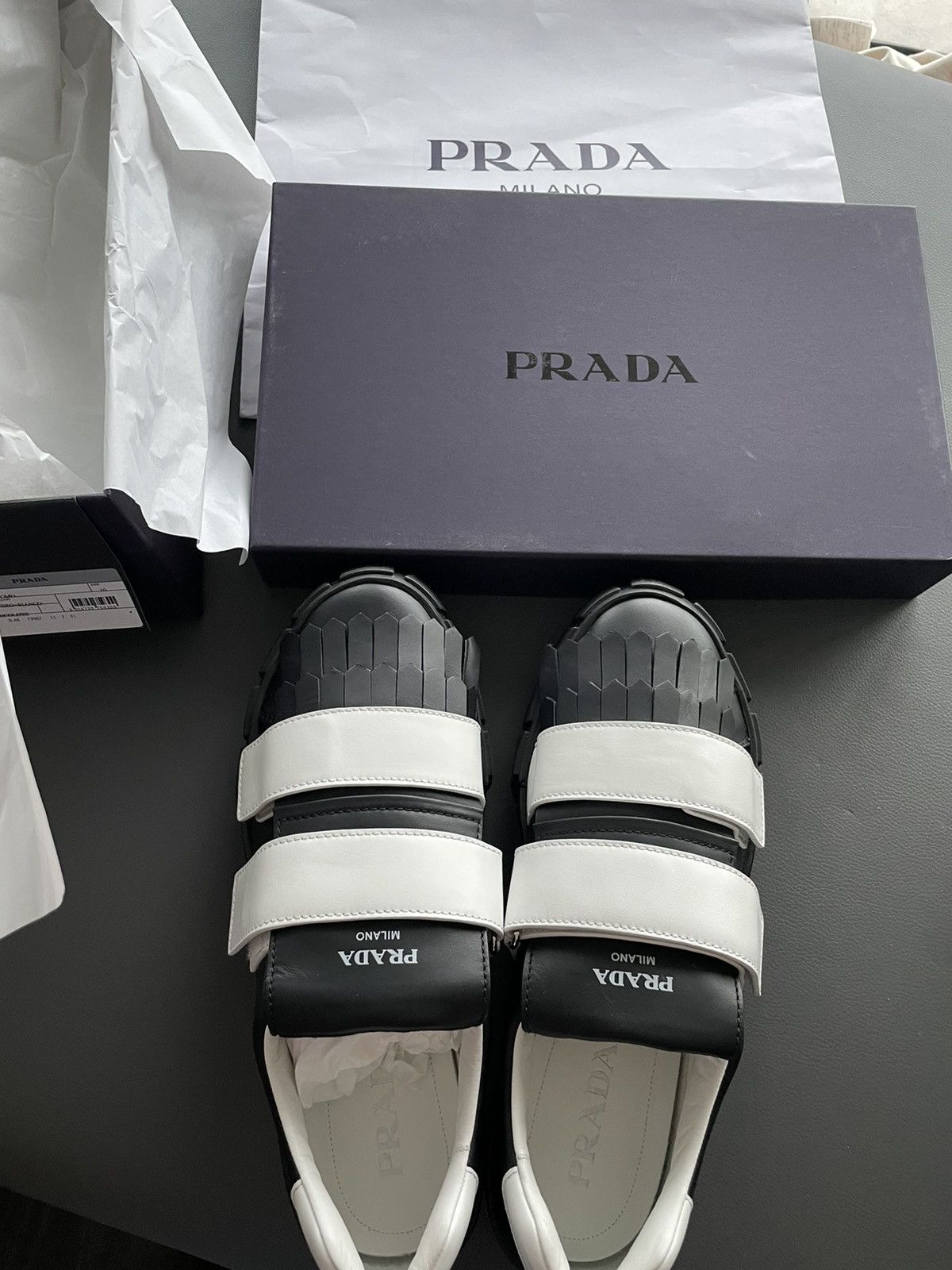 Prada BrandNew Limited Edition Runway Prada Logo Leather Sneakers Size US 10 / EU 43 - 10 Thumbnail