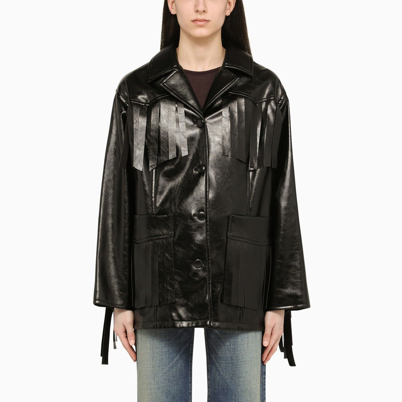 o1d2blof0623 Leather Jacket in Black
