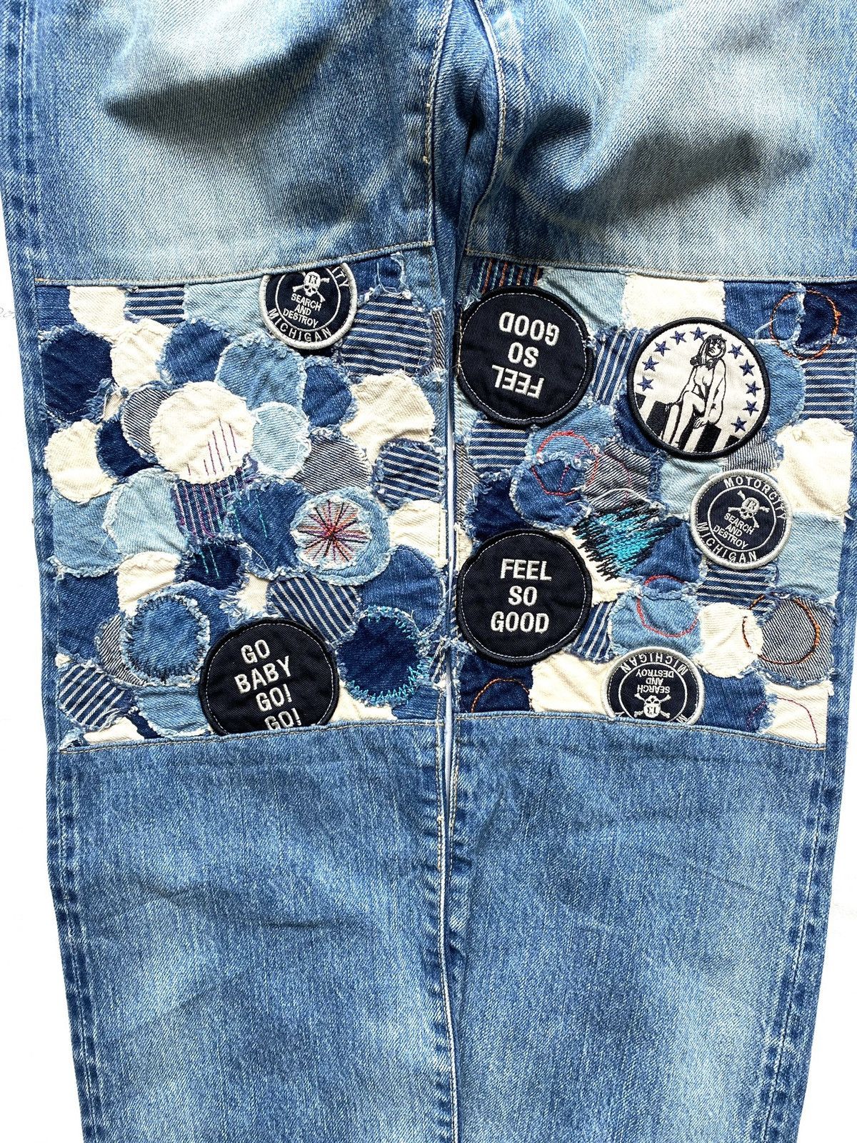 Hysteric Glamour AW11 Knees Patchwork Denim Size US 31 - 2 Thumbnail