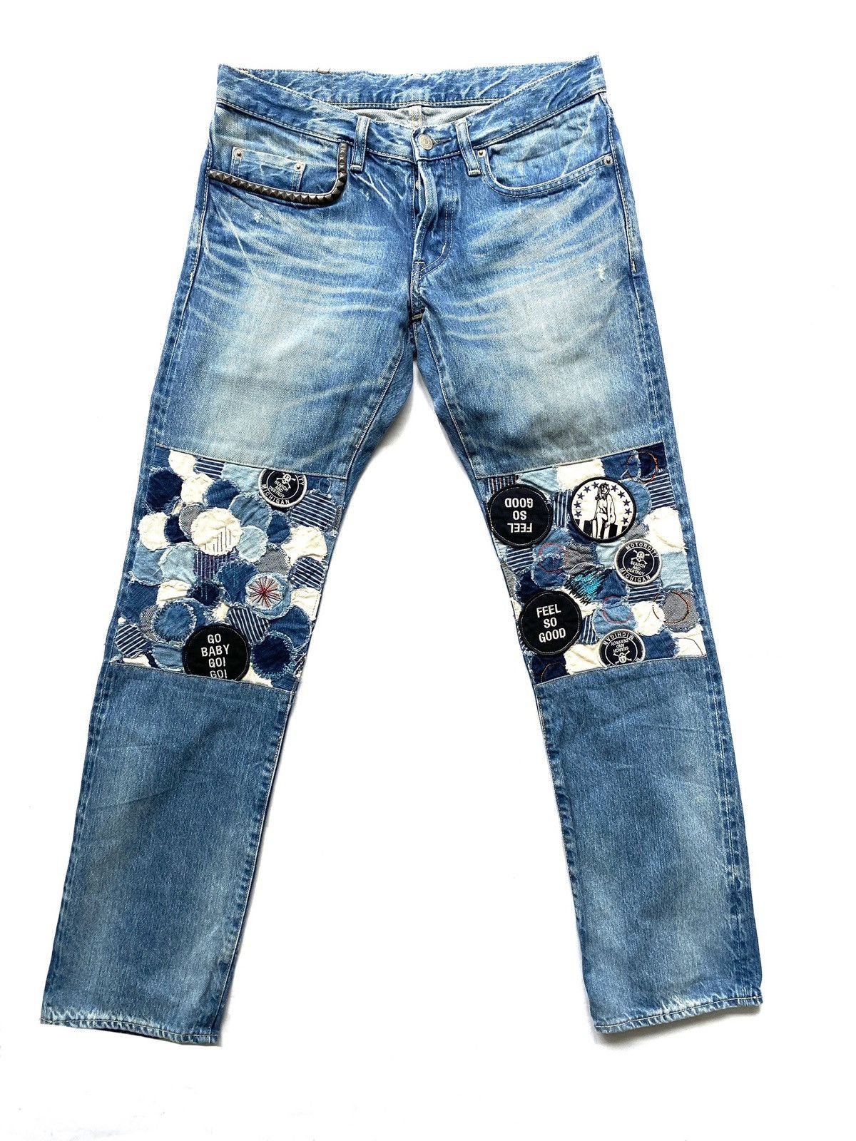 Hysteric Glamour AW11 Knees Patchwork Denim Size US 31 - 1 Thumbnail