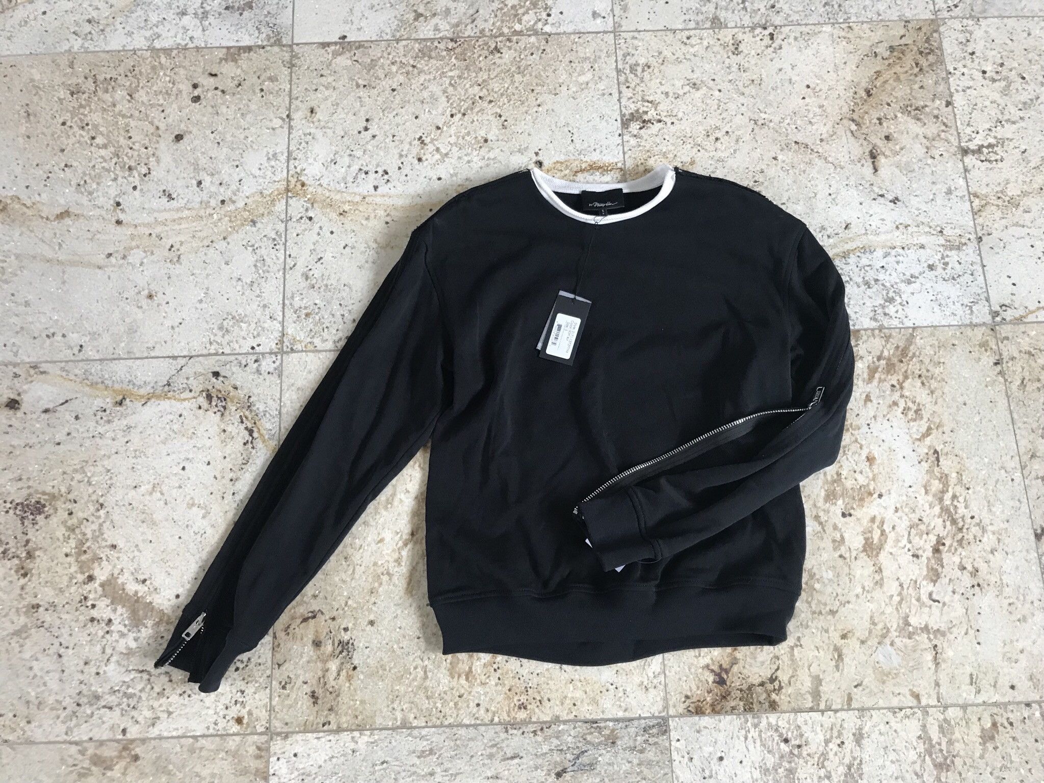 3.1 Phillip Lim LS Roll Edge Zip All The Way French Terry Sweater In Black Size US M / EU 48-50 / 2 - 1 Thumbnail