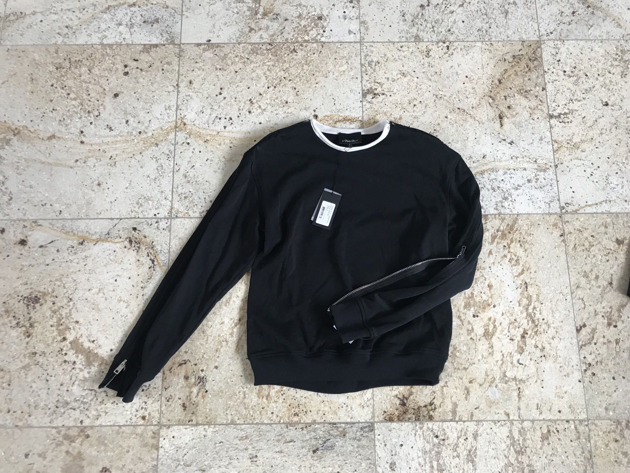 3.1 Phillip Lim LS Roll Edge Zip All The Way French Terry Sweater In Black Size US M / EU 48-50 / 2 - 2 Thumbnail