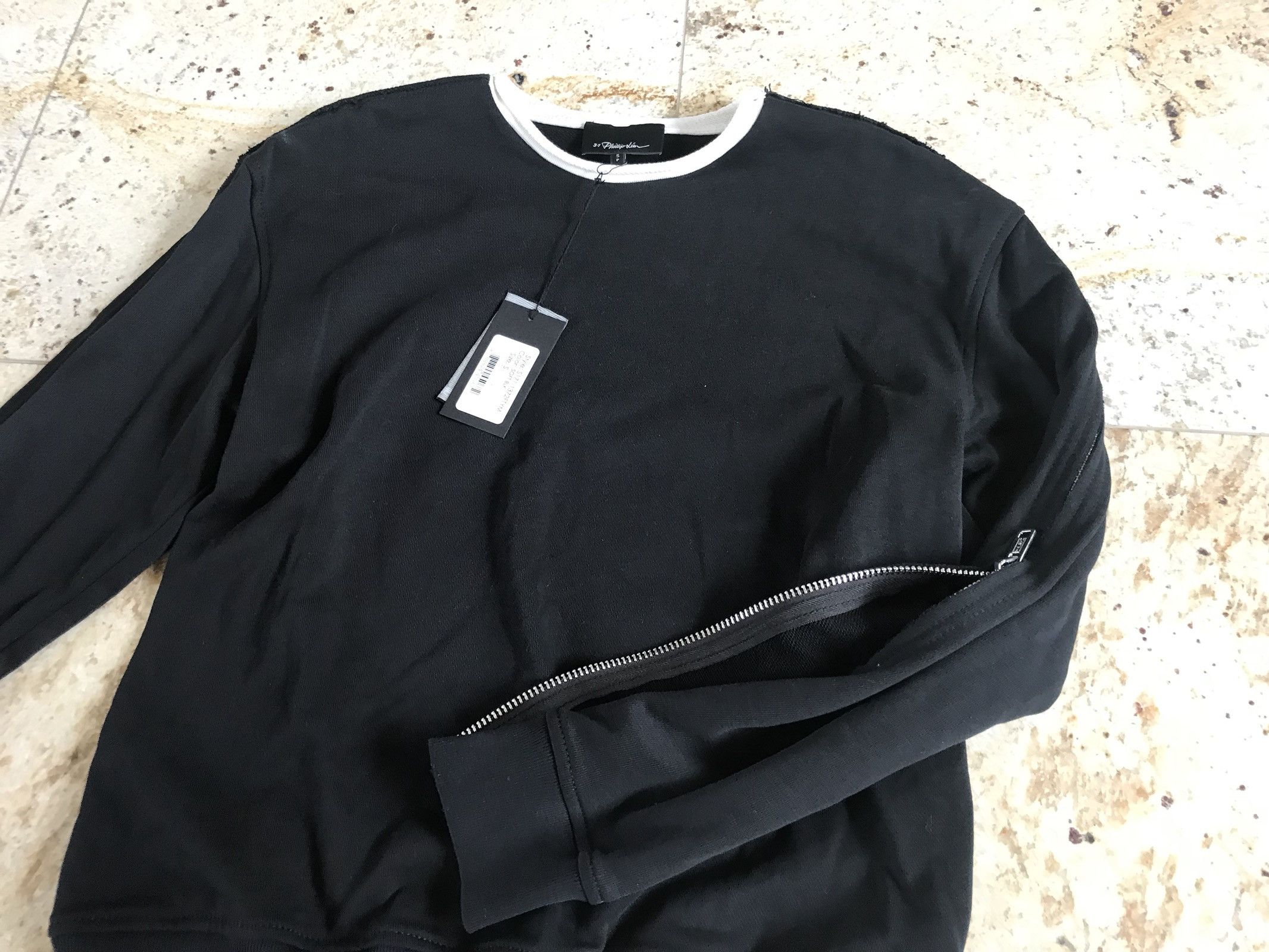 3.1 Phillip Lim LS Roll Edge Zip All The Way French Terry Sweater In Black Size US M / EU 48-50 / 2 - 6 Thumbnail