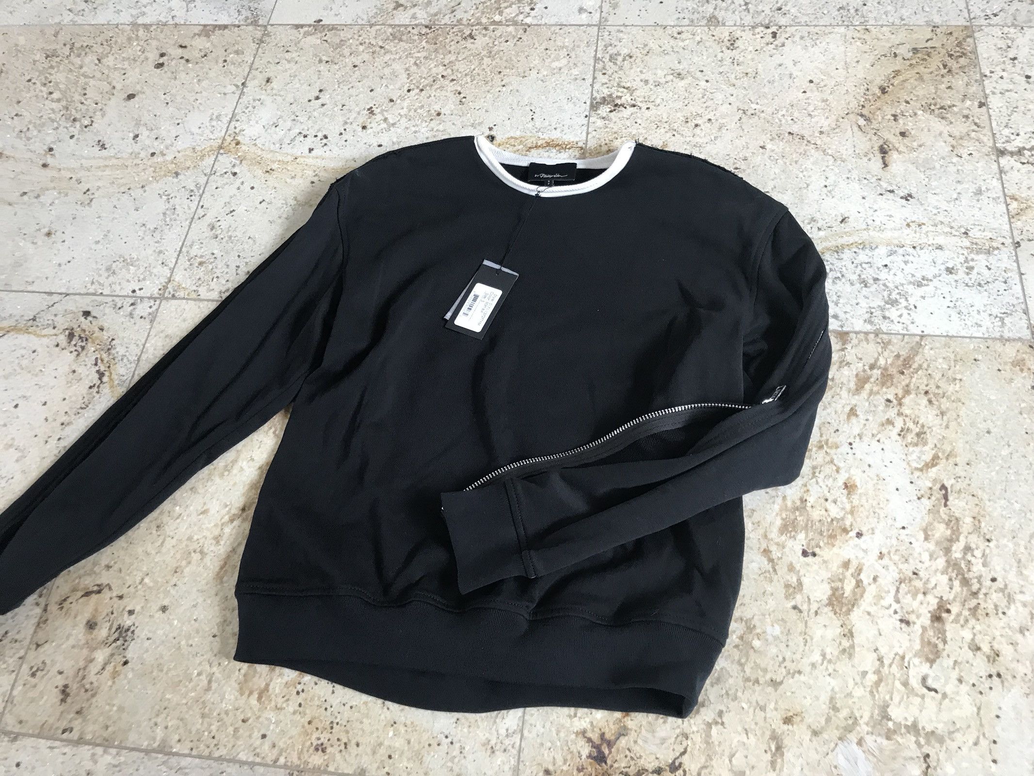 3.1 Phillip Lim LS Roll Edge Zip All The Way French Terry Sweater In Black Size US M / EU 48-50 / 2 - 4 Thumbnail
