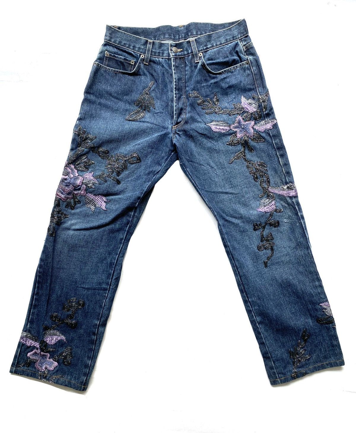 Gucci Fall99 AD And Runway Floral Embroiled Denim Size US 32 / EU 48 - 2 Thumbnail
