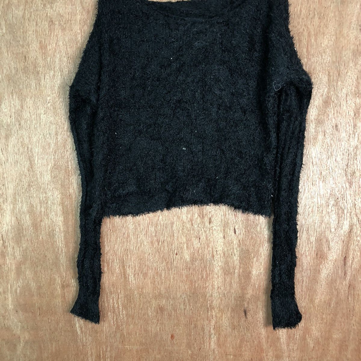 Japanese Brand GU Black Shag Shaggy Fur Mohair Knitwear #6550 Size L / US 10 / IT 46 - 3 Thumbnail