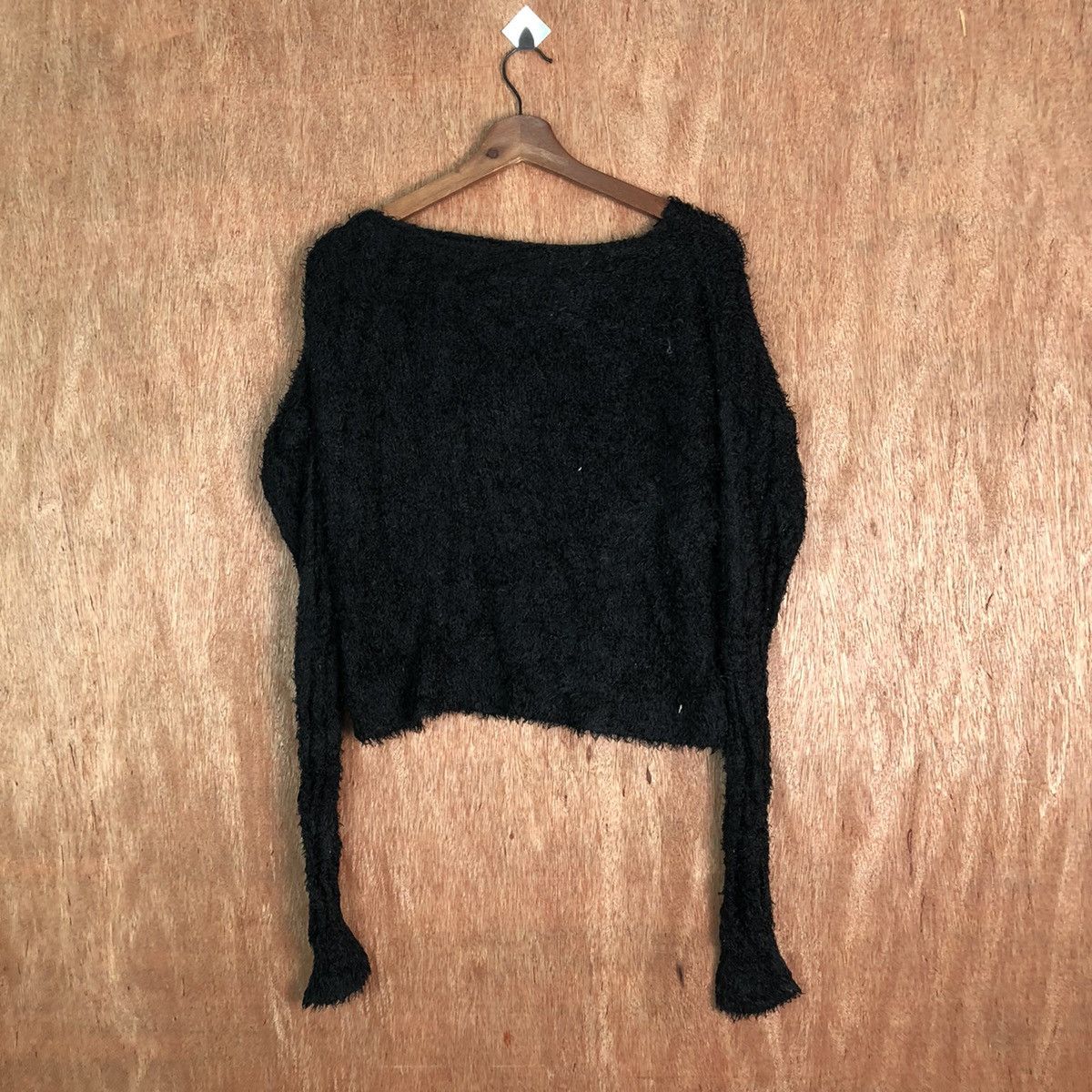 Japanese Brand GU Black Shag Shaggy Fur Mohair Knitwear #6550 Size L / US 10 / IT 46 - 8 Thumbnail