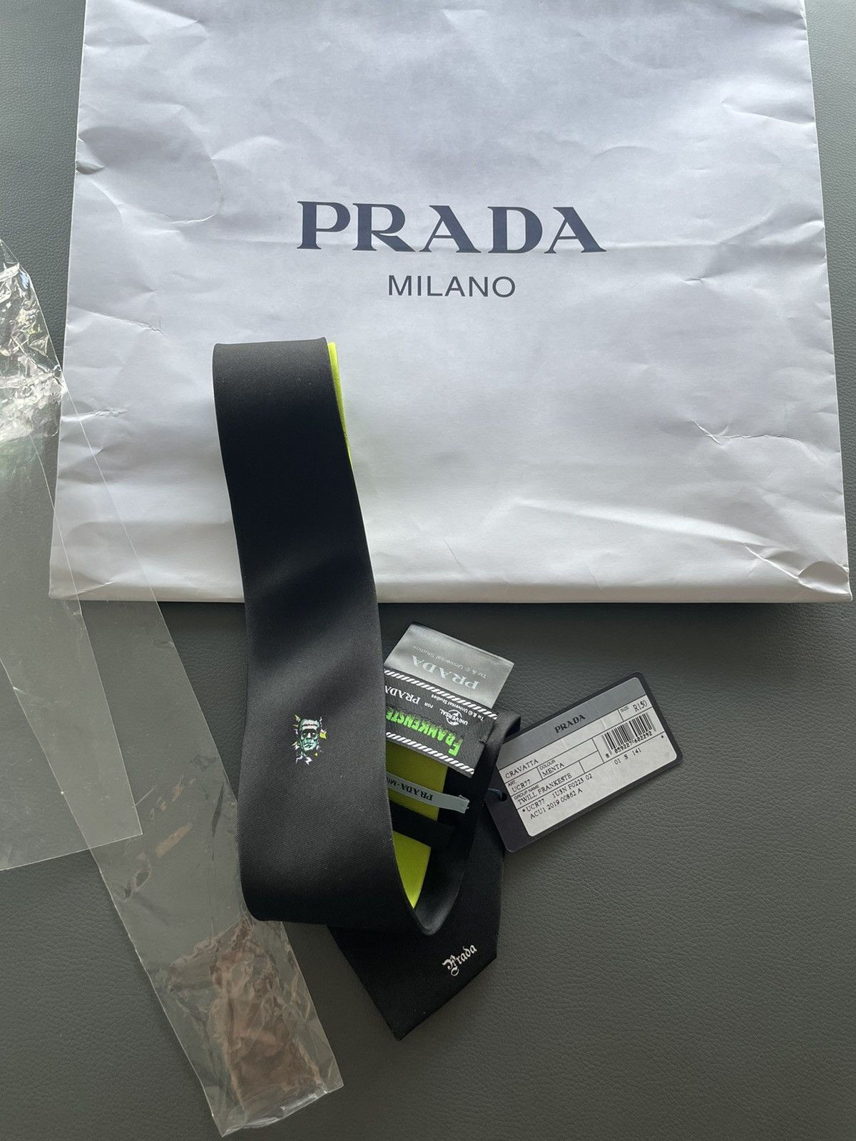 Prada × Universal Studios Limited Edition Prada x Universal Frankenstein Pure Silk Tie Size ONE SIZE - 3 Thumbnail