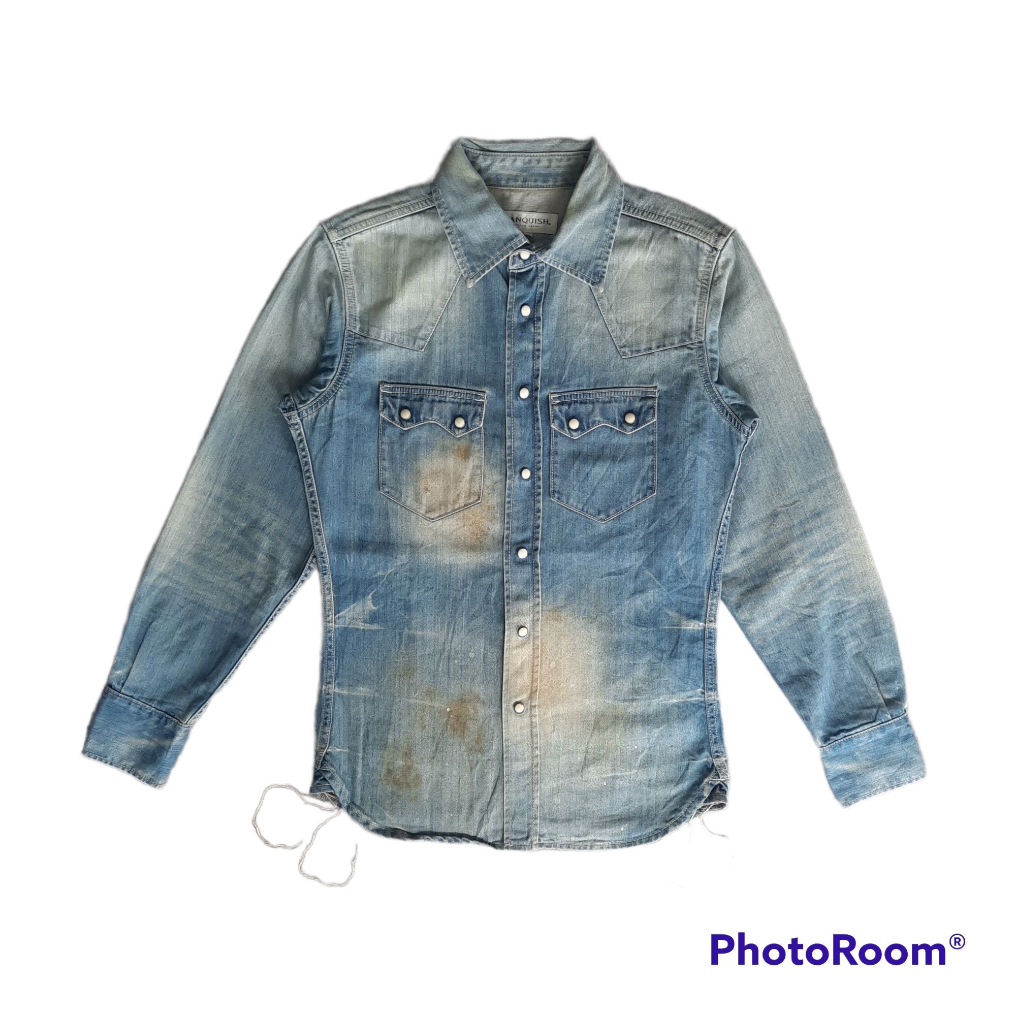 image of Vanquish Tokyo Japan Stonewash Western Denim Shirt, Men's (Size Small)