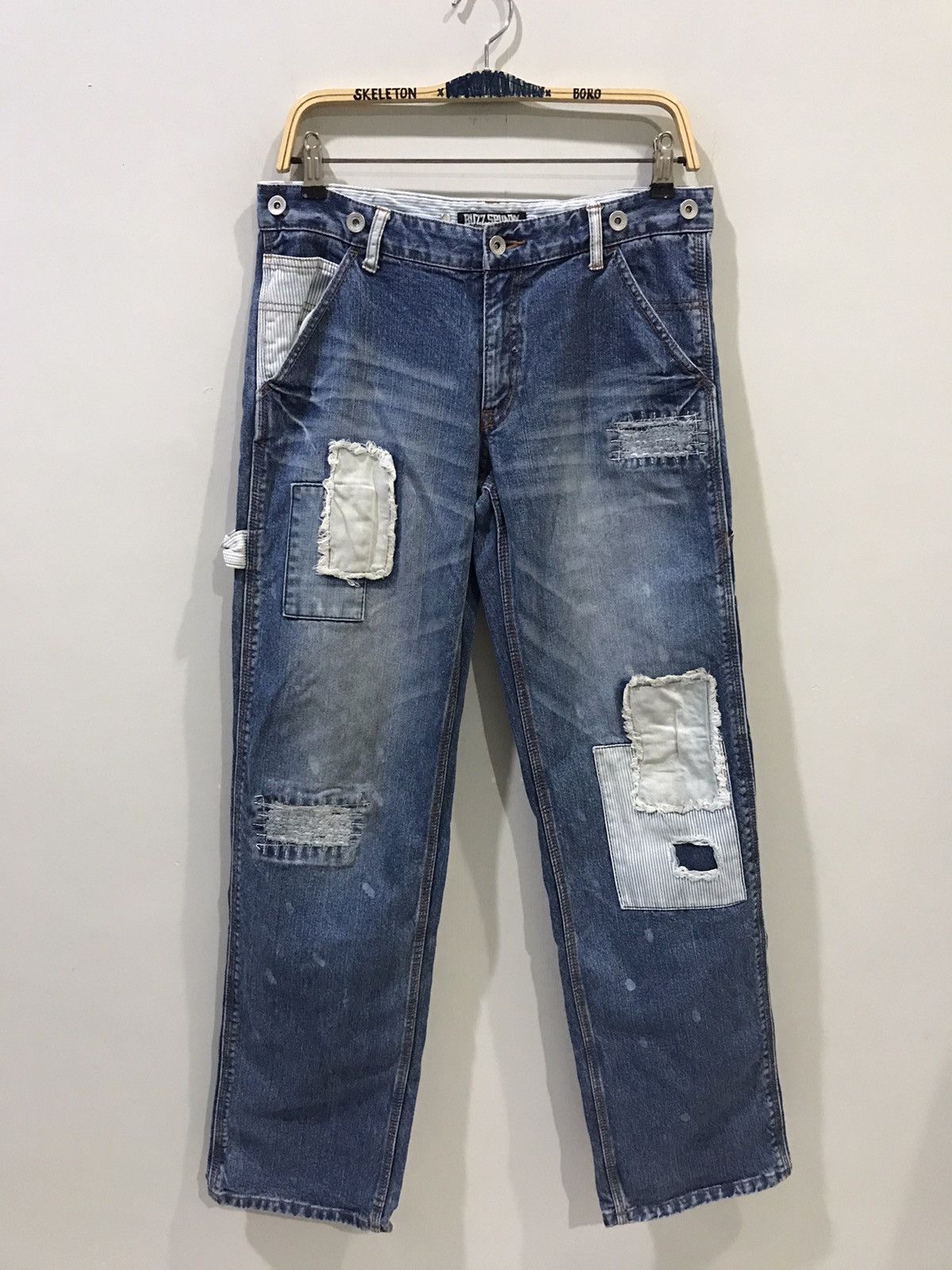 Japanese Brand BUZZSPUNKY Tokyo Japan Distressed Patchwork Designer Denim Size US 32 / EU 48 - 1 Thumbnail