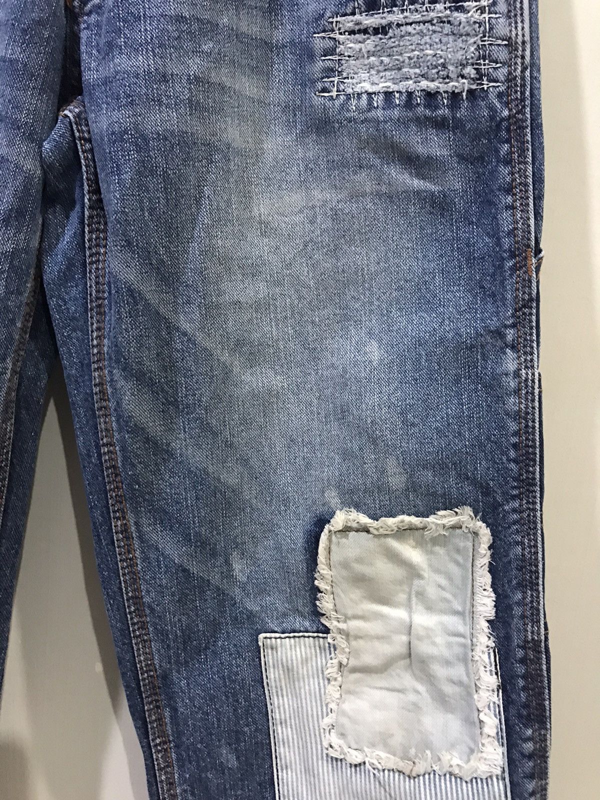 Japanese Brand BUZZSPUNKY Tokyo Japan Distressed Patchwork Designer Denim Size US 32 / EU 48 - 4 Thumbnail