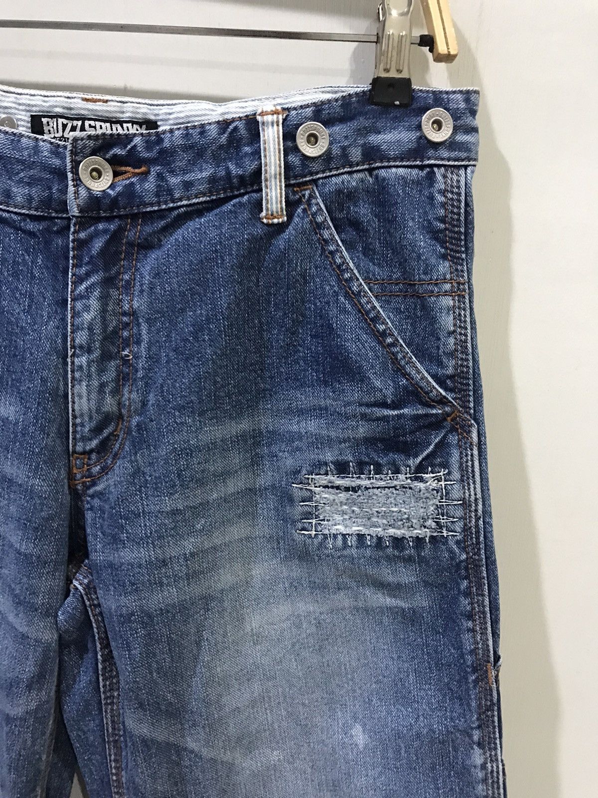 Japanese Brand BUZZSPUNKY Tokyo Japan Distressed Patchwork Designer Denim Size US 32 / EU 48 - 2 Thumbnail