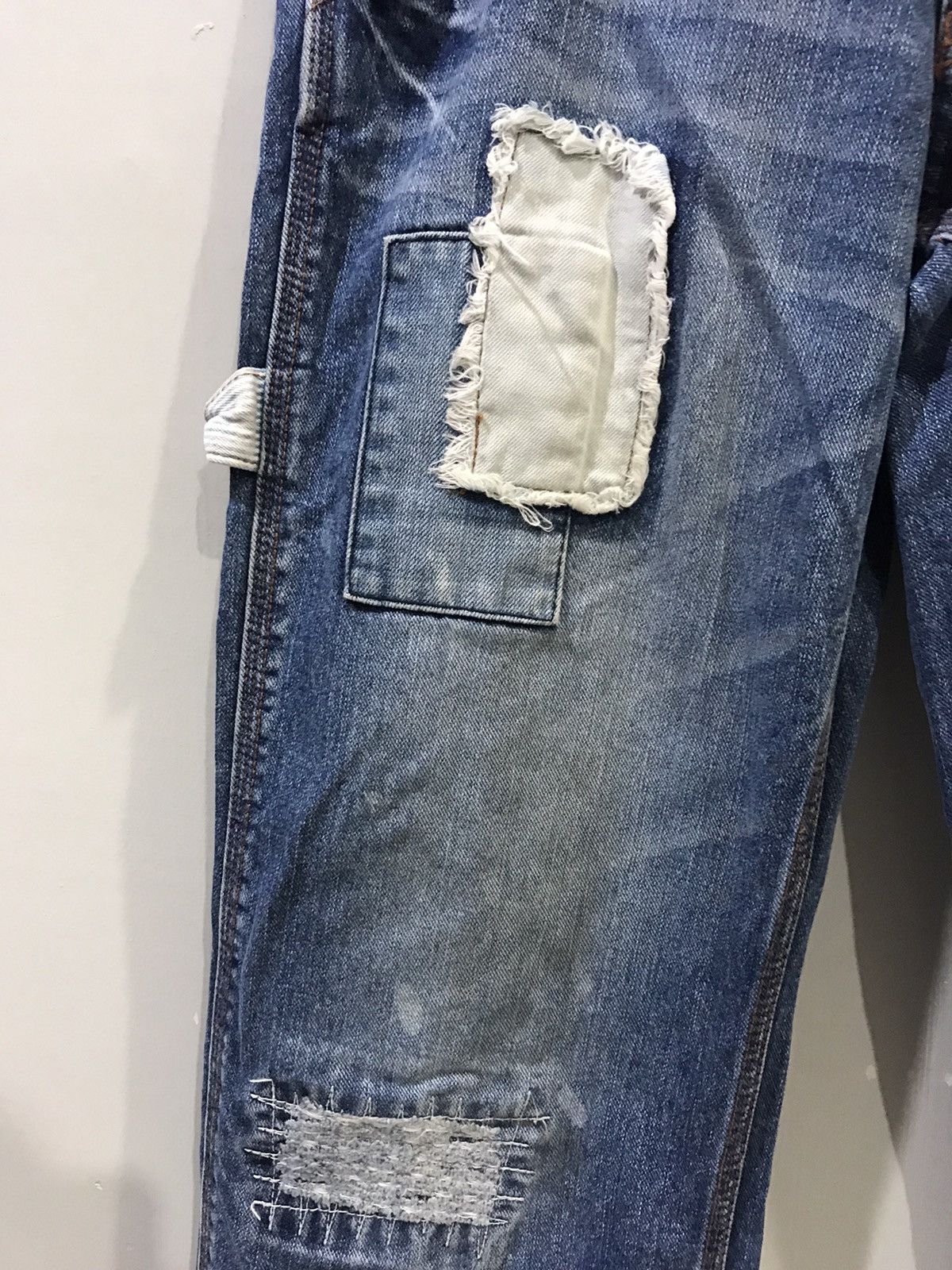 Japanese Brand BUZZSPUNKY Tokyo Japan Distressed Patchwork Designer Denim Size US 32 / EU 48 - 5 Thumbnail