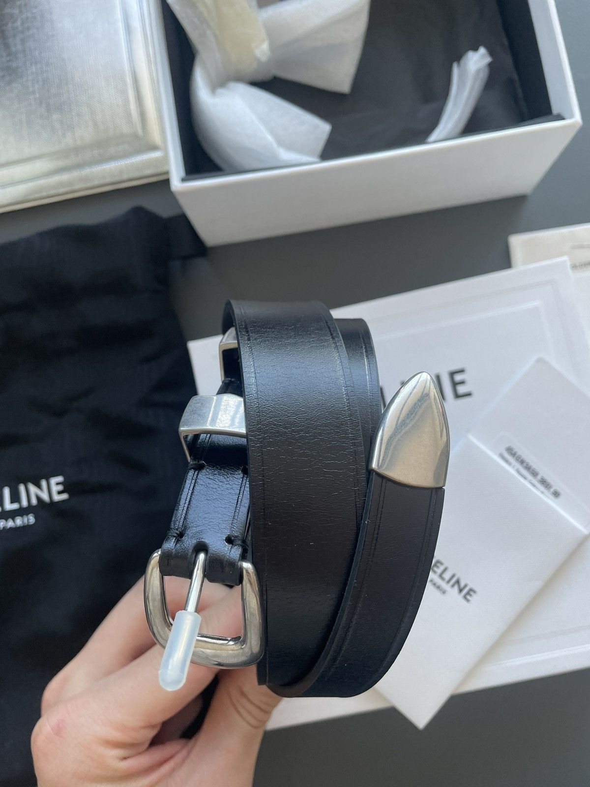 Celine × Hedi Slimane Extremely Rare Super Runway Classic Western Leather Belt Size 32 - 6 Thumbnail