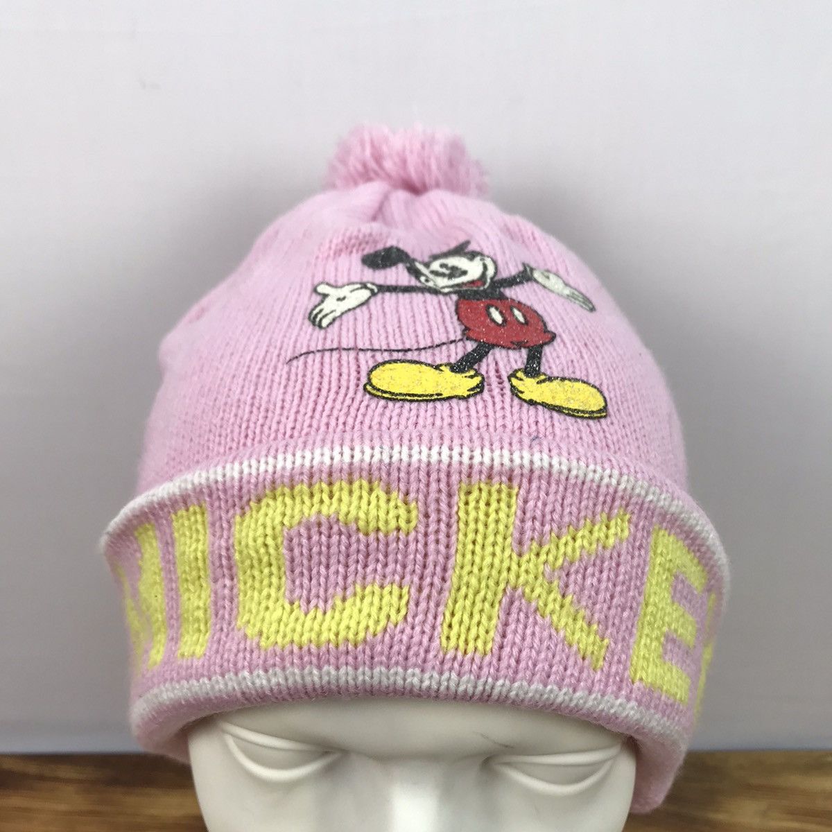 Mickey Mouse DISNEY MICKEY MOUSE Cartoon Big Logo Spell Out Pink Beanie Size ONE SIZE - 2 Preview
