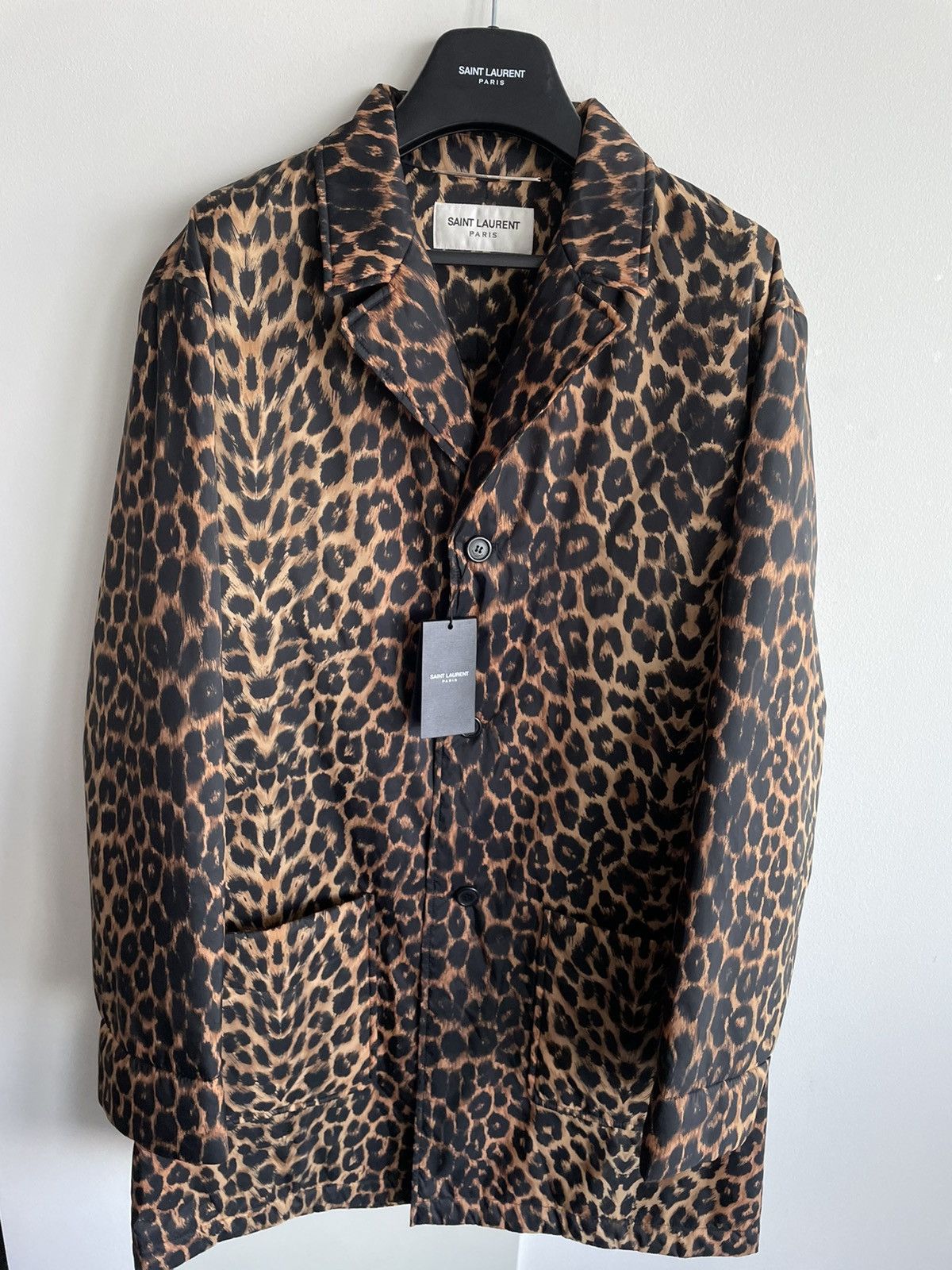 Image of Hedi Slimane x Saint Laurent Paris $4K Value Iconic Super Runway Leopard Coat, Men's (Size 2XL)