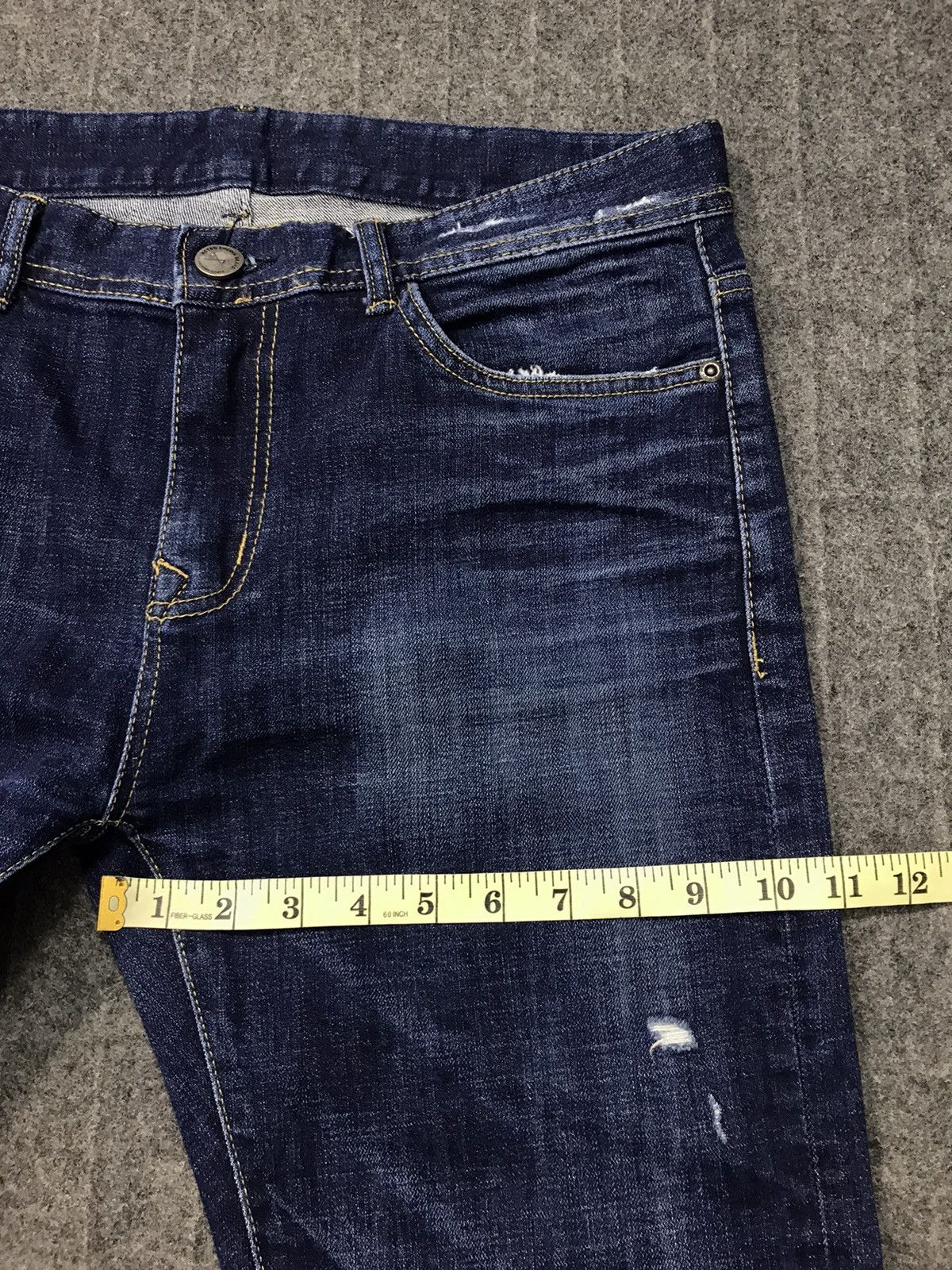 Japanese Brand Retro Engine Distressed Denim Jeans Indigo Slim Fit Cut Size 32" / US 10 / IT 46 - 10 Thumbnail