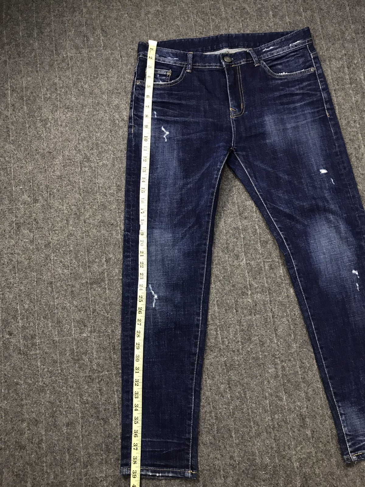 Japanese Brand Retro Engine Distressed Denim Jeans Indigo Slim Fit Cut Size 32" / US 10 / IT 46 - 7 Thumbnail
