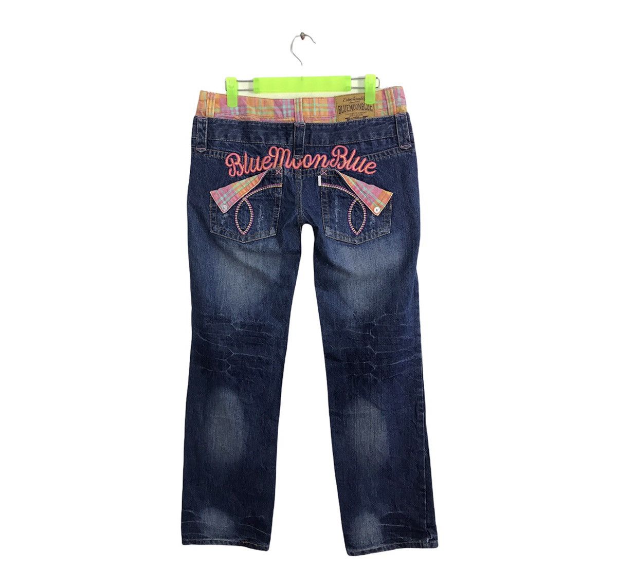 Blue Moon Blue Double Waist Denim Jeans Embroidery