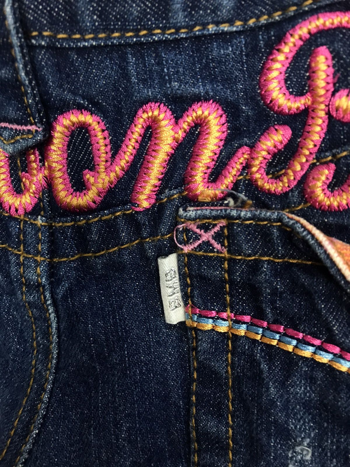 Japanese Brand Blue Moon Blue Double Waist Denim Jeans Embroidery Size 32" / US 10 / IT 46 - 8 Thumbnail