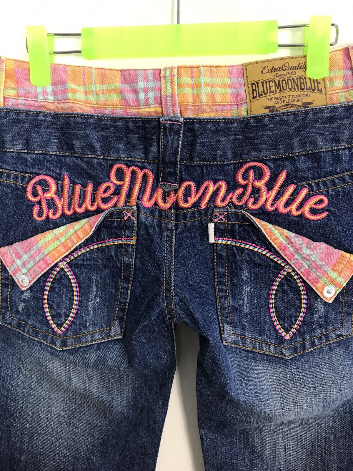 Japanese Brand Blue Moon Blue Double Waist Denim Jeans Embroidery Size 32" / US 10 / IT 46 - 7 Thumbnail