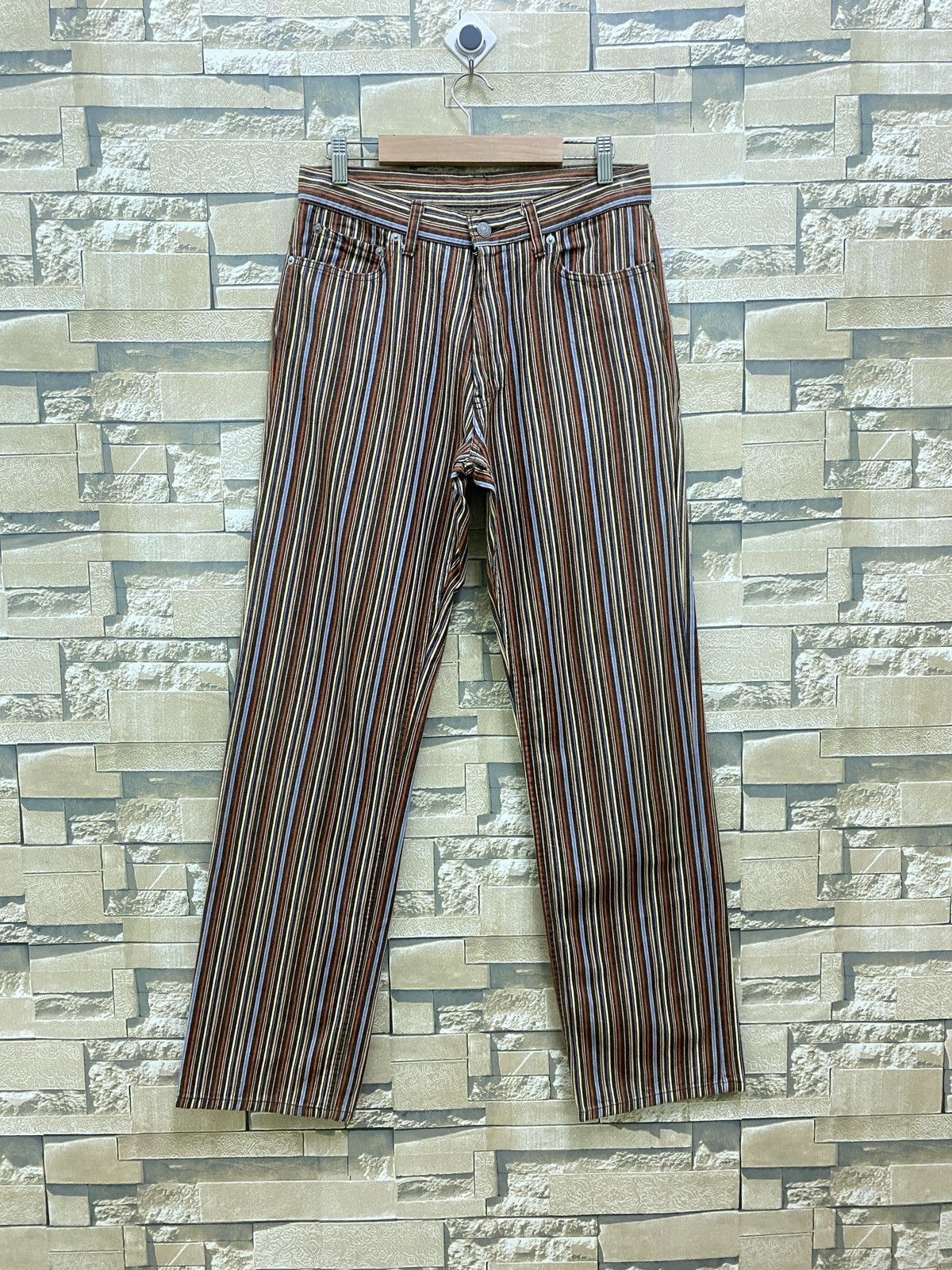 Designer × Japanese Brand INTERNATIONAL WORLD JEANS Multicolour Striped Denim Size US 29 - 1 Thumbnail
