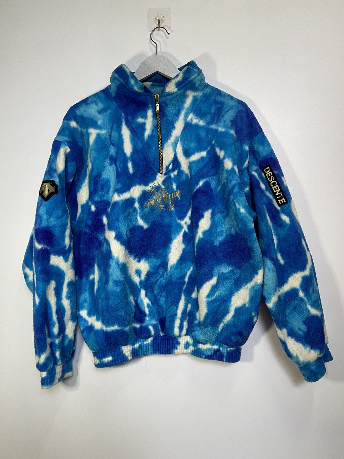 VINTAGE DESCENTE COMPETITION TIE DYE HALF ZIP SWEATER